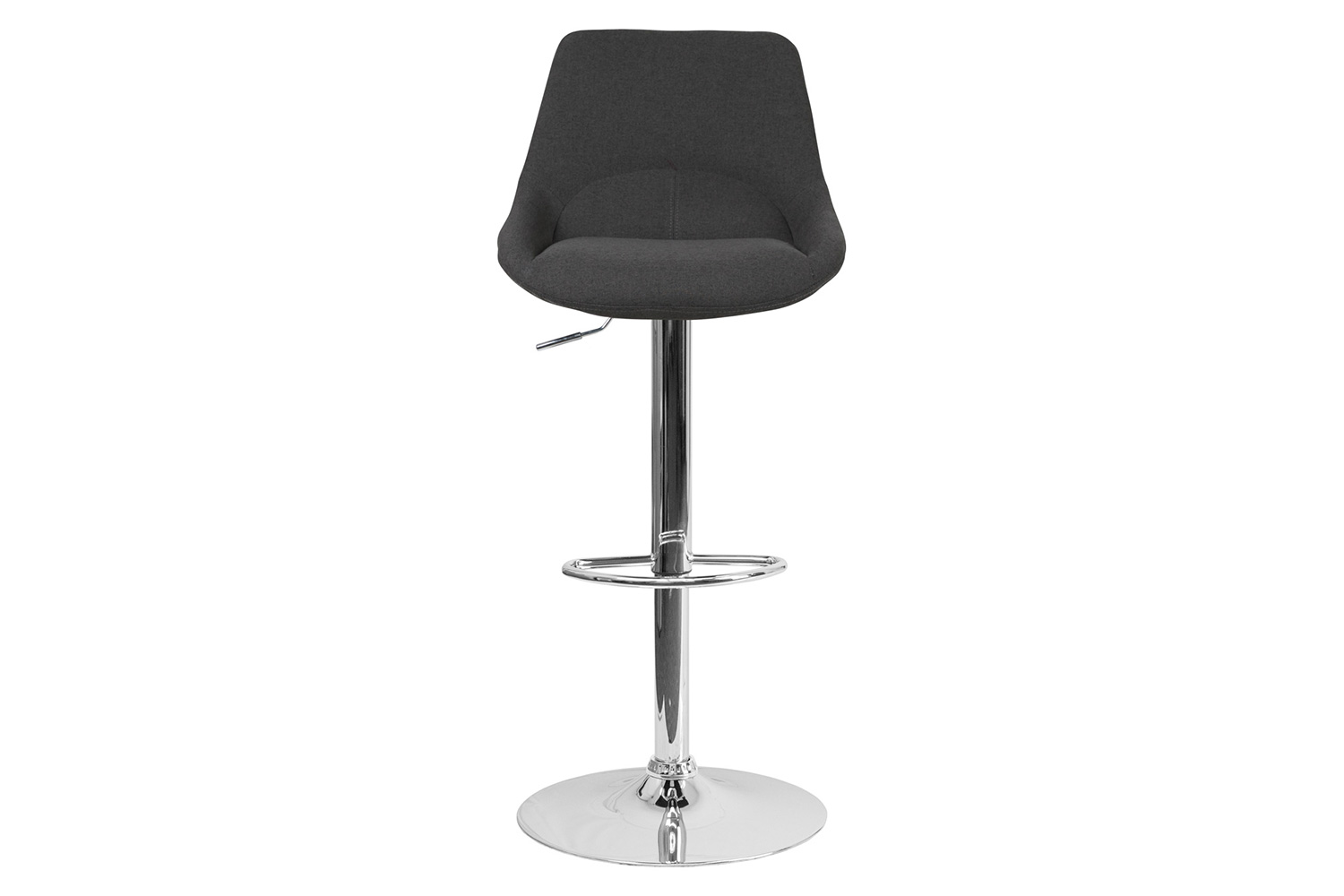 BLNK Elijah Fabric Adjustable Height Bar Stool with Chrome Base - Black