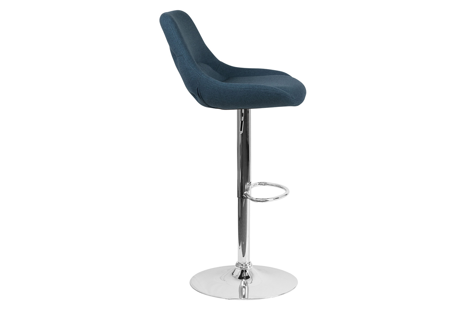 BLNK Elijah Fabric Adjustable Height Bar Stool with Chrome Base - Blue