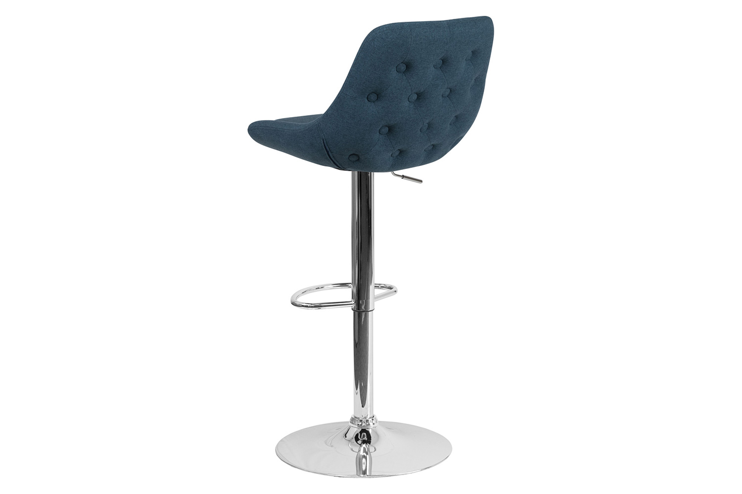 BLNK Elijah Fabric Adjustable Height Bar Stool with Chrome Base - Blue