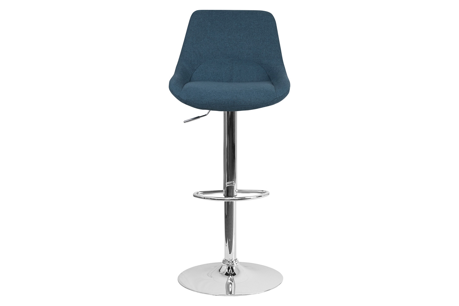 BLNK Elijah Fabric Adjustable Height Bar Stool with Chrome Base - Blue