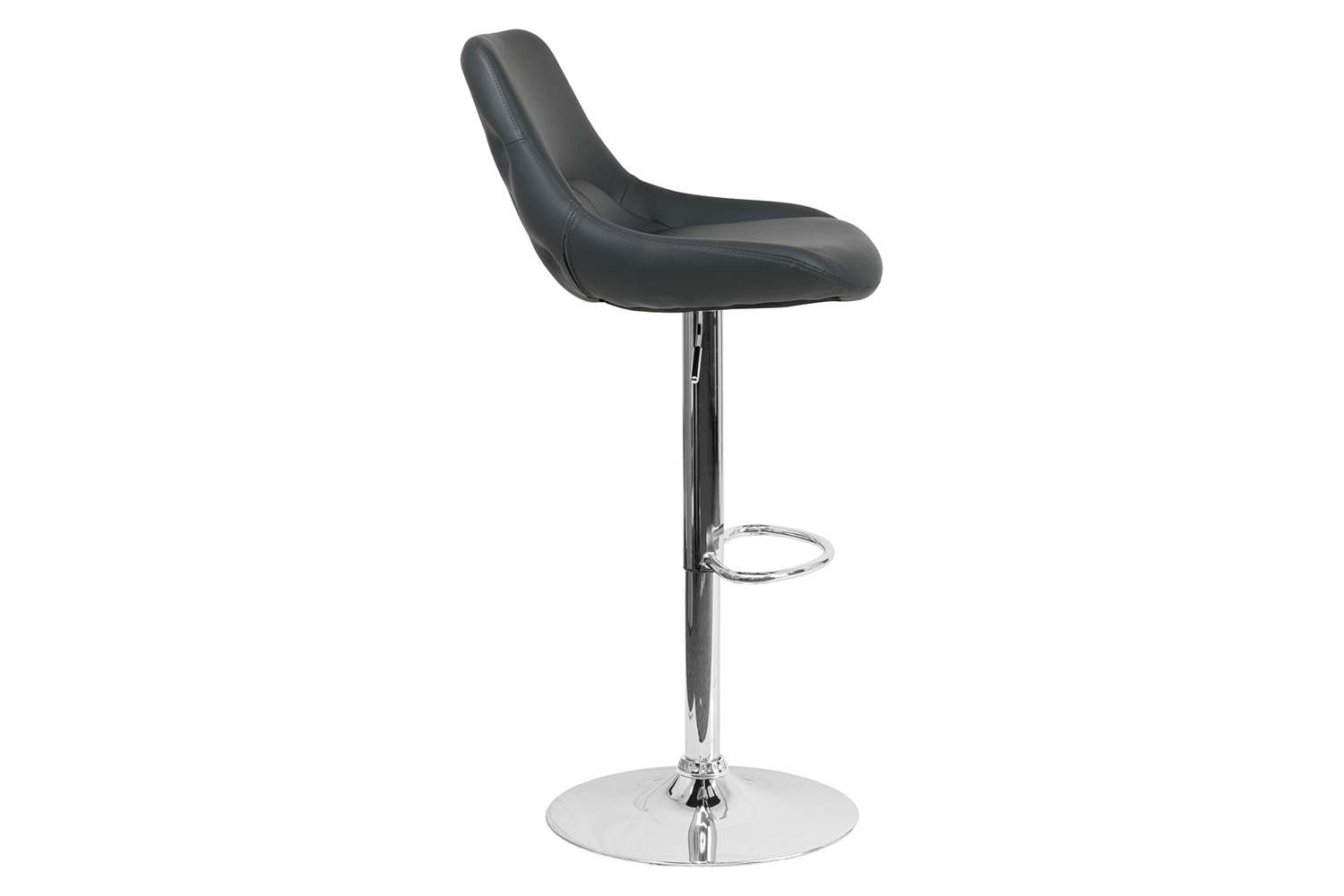 BLNK Contemporary Vinyl Adjustable Height Bar Stool with Chrome Base - Gray