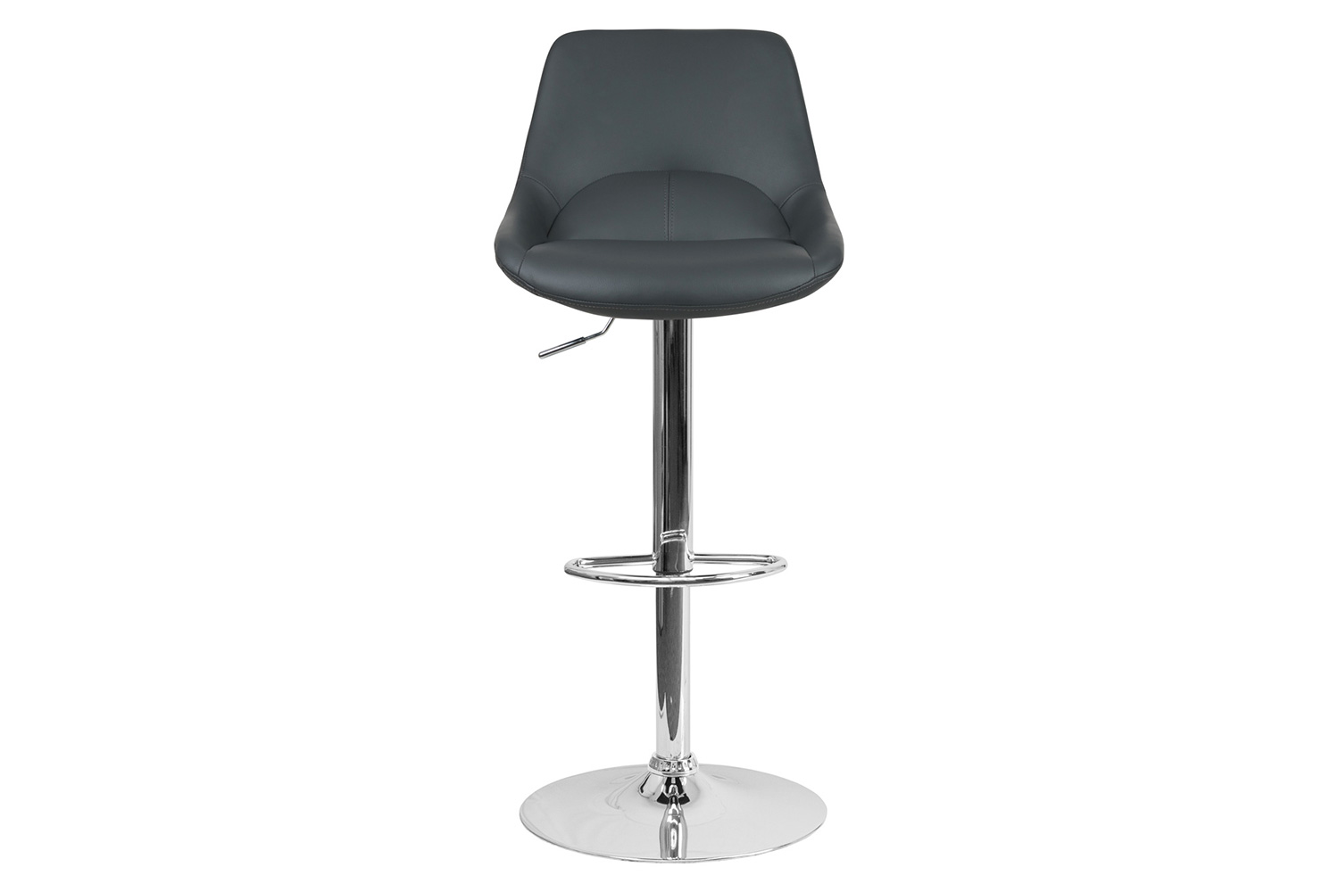 BLNK Contemporary Vinyl Adjustable Height Bar Stool with Chrome Base - Gray