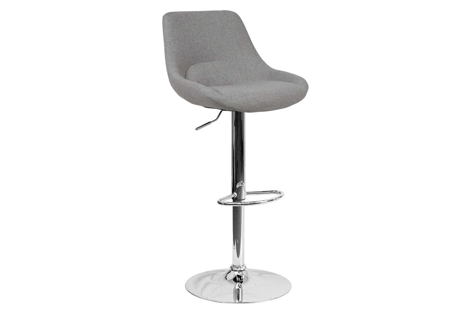 BLNK Elijah Fabric Adjustable Height Bar Stool with Chrome Base - Gray