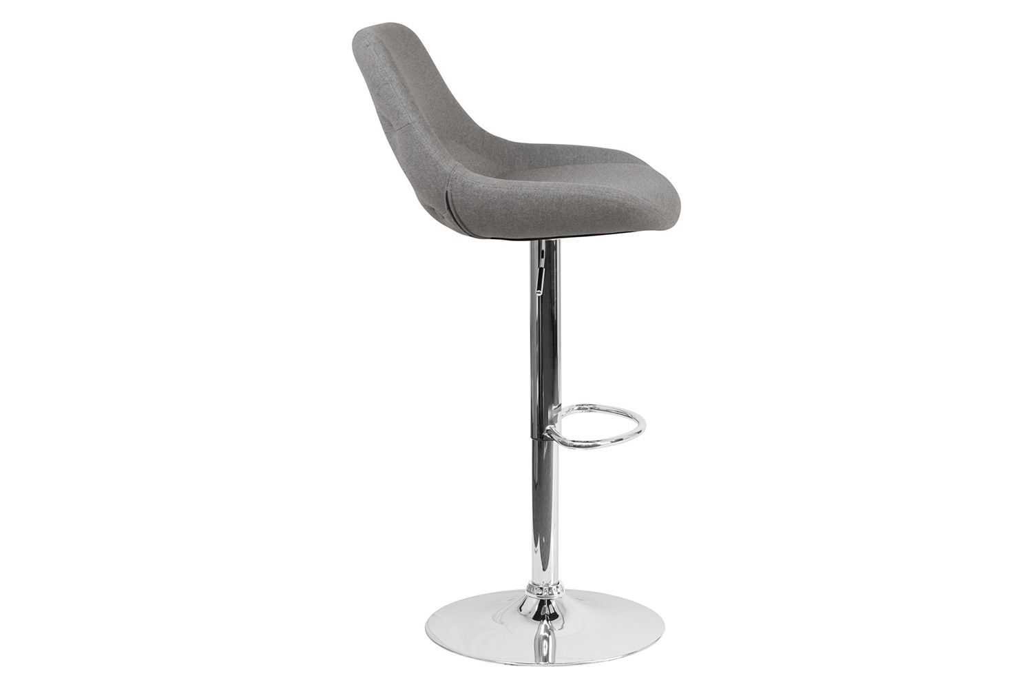 BLNK Elijah Fabric Adjustable Height Bar Stool with Chrome Base - Gray