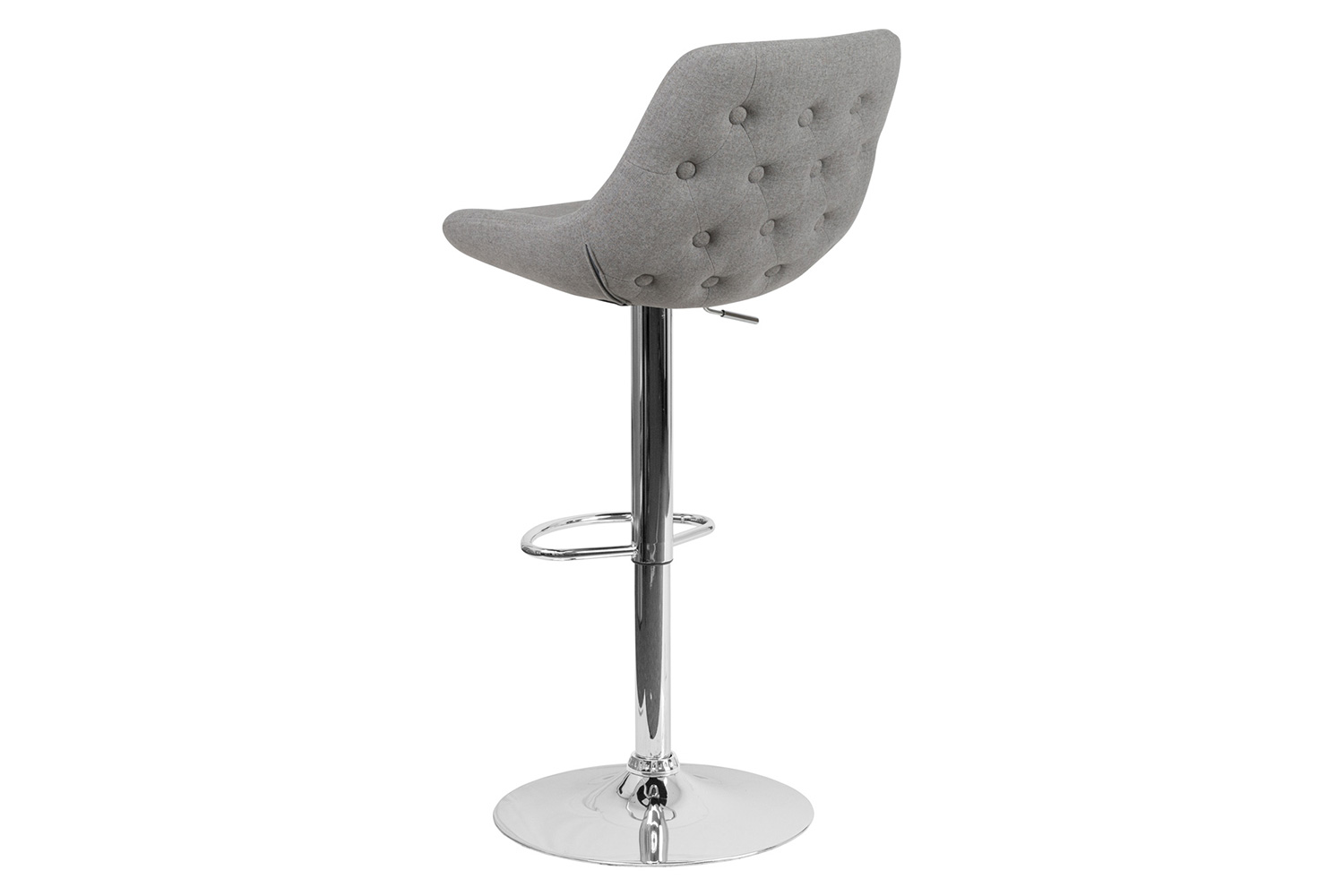 BLNK Elijah Fabric Adjustable Height Bar Stool with Chrome Base - Gray