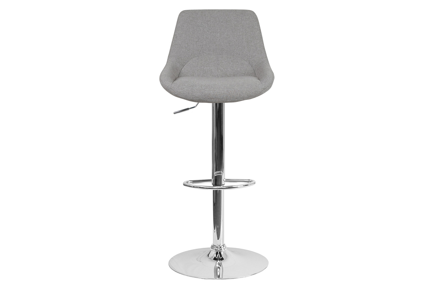 BLNK Elijah Fabric Adjustable Height Bar Stool with Chrome Base - Gray