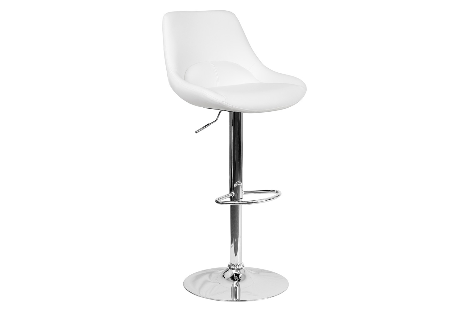 BLNK™ Contemporary Vinyl Adjustable Height Bar Stool with Chrome Base - White