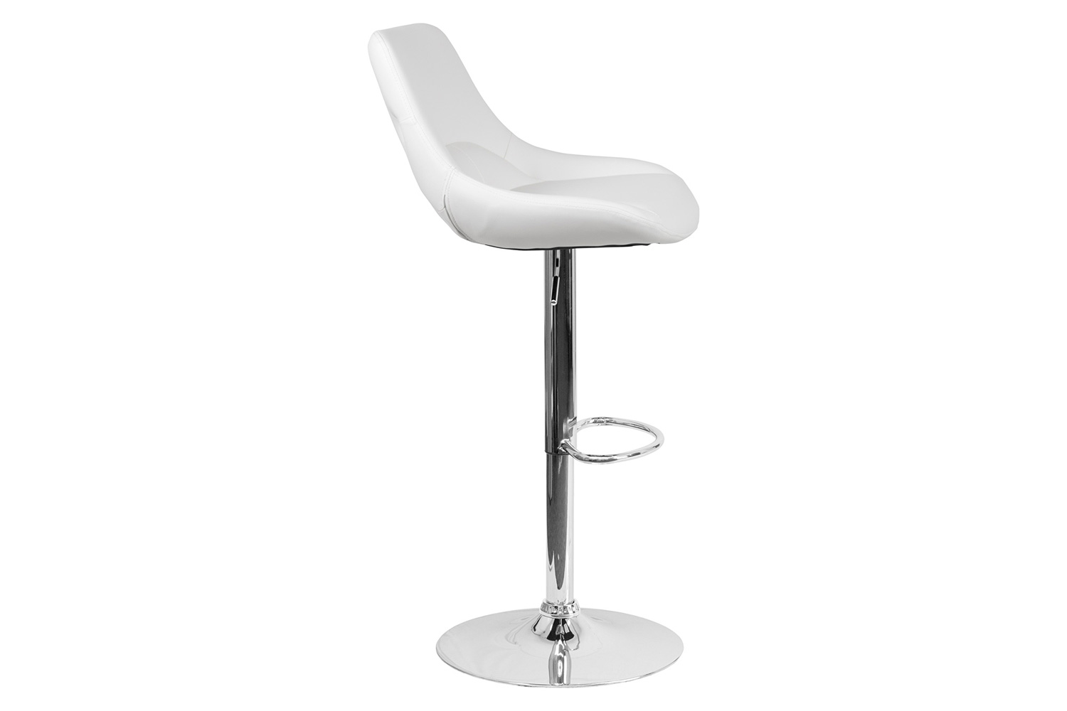 BLNK™ Contemporary Vinyl Adjustable Height Bar Stool with Chrome Base - White