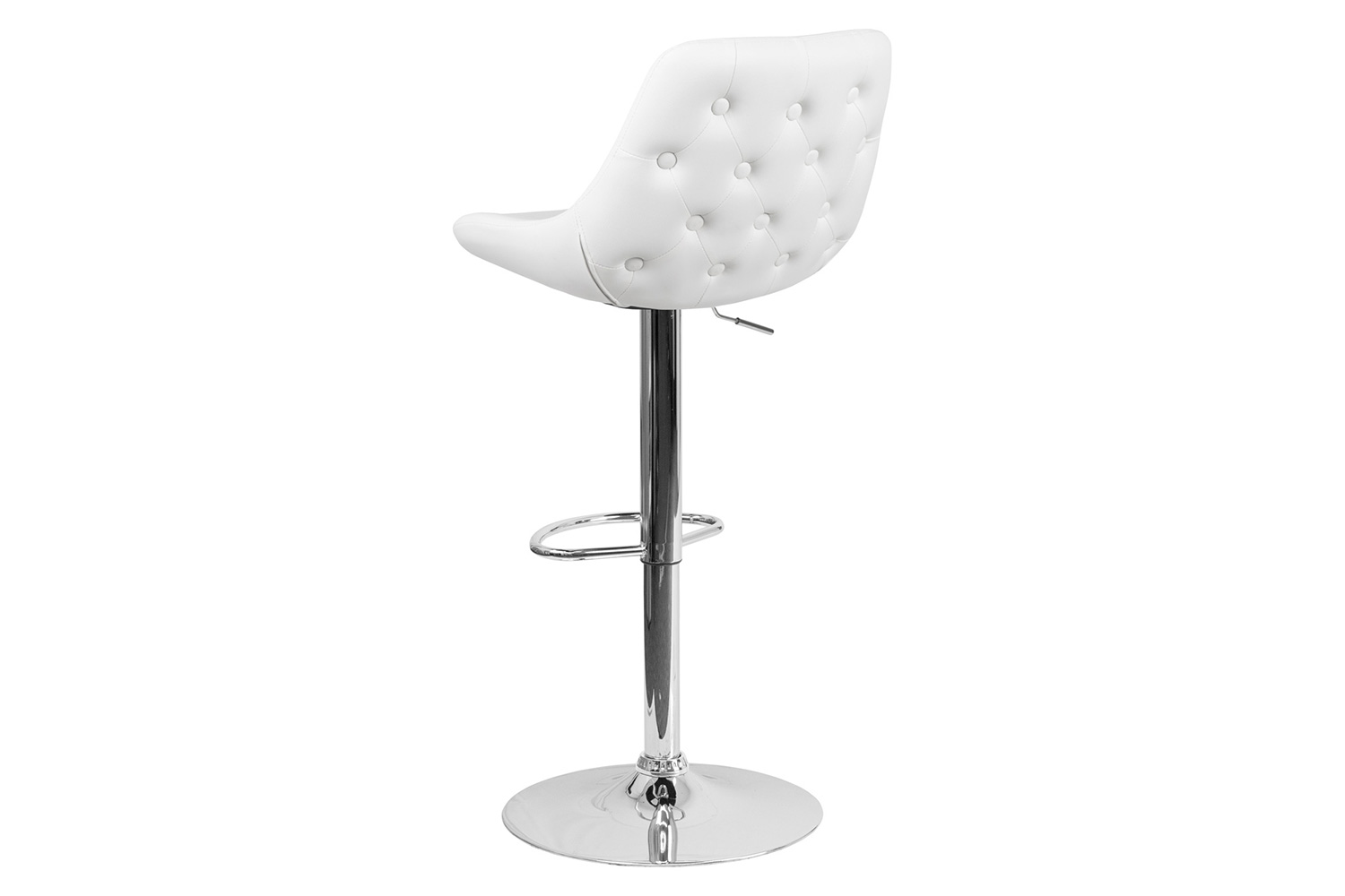 BLNK™ Contemporary Vinyl Adjustable Height Bar Stool with Chrome Base - White