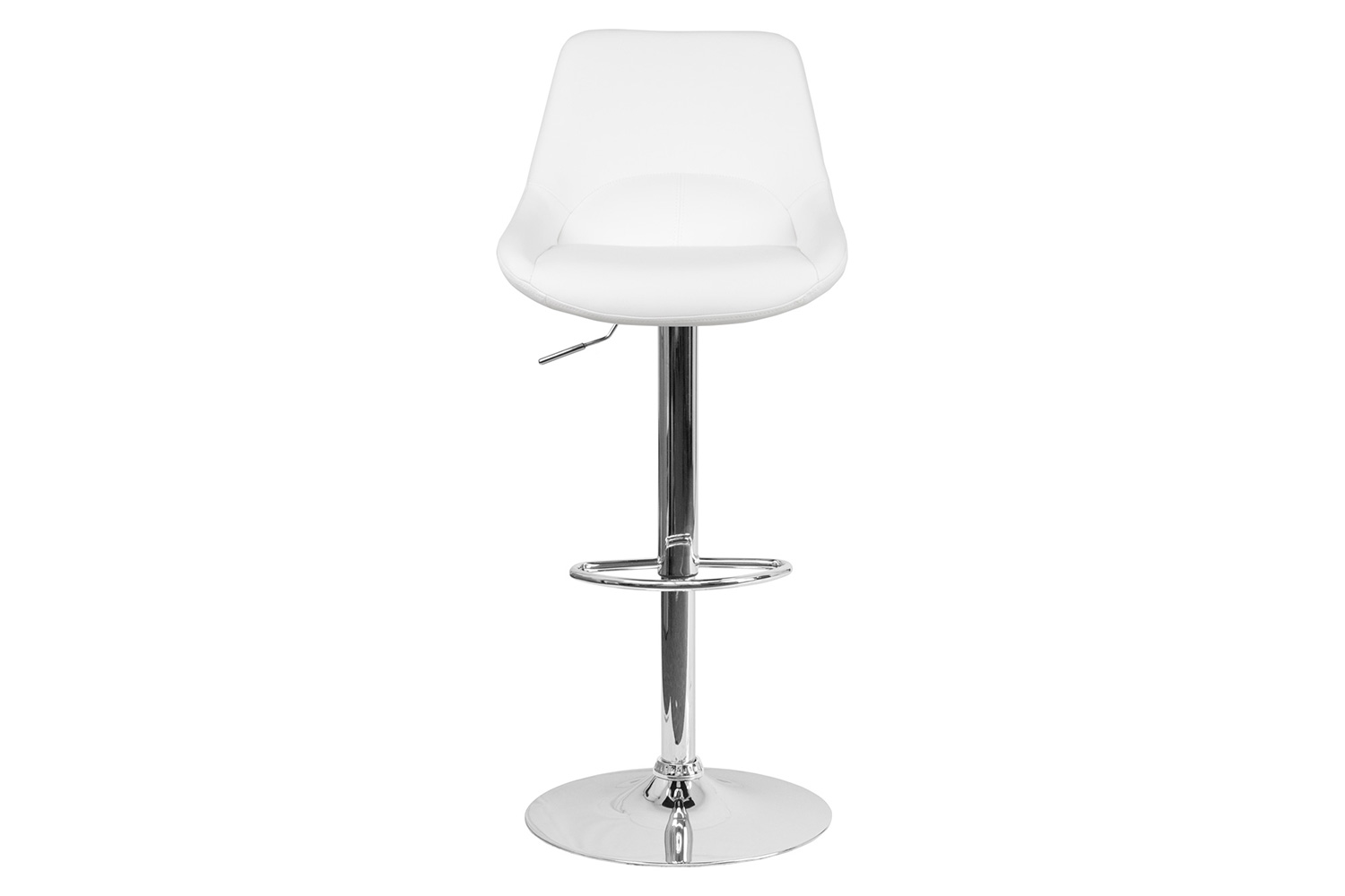 BLNK™ Contemporary Vinyl Adjustable Height Bar Stool with Chrome Base - White