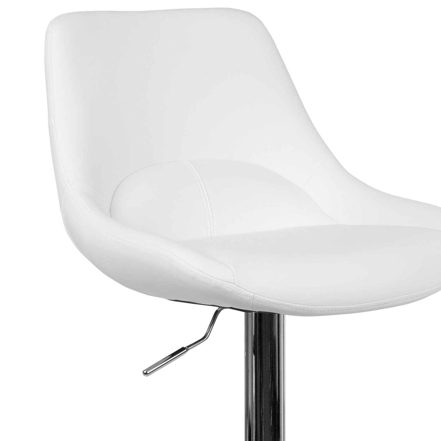 BLNK™ Contemporary Vinyl Adjustable Height Bar Stool with Chrome Base - White