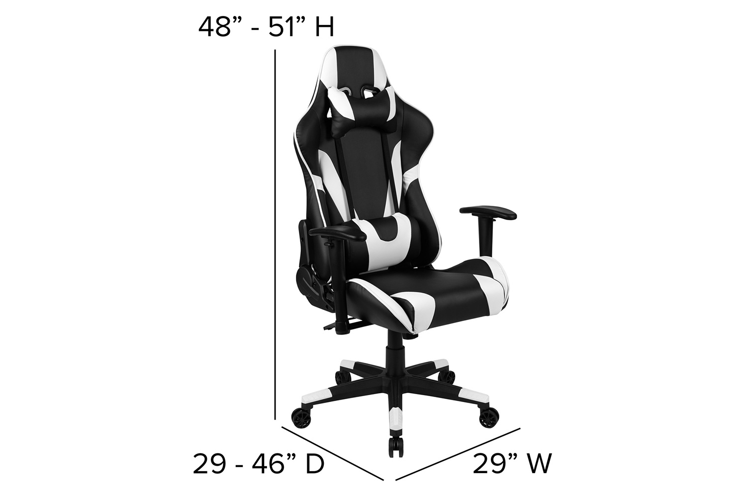 BLNK X20 Gaming Racing Office Ergonomic Computer PC Adjustable Swivel Chair with Fully Reclining Back - Black