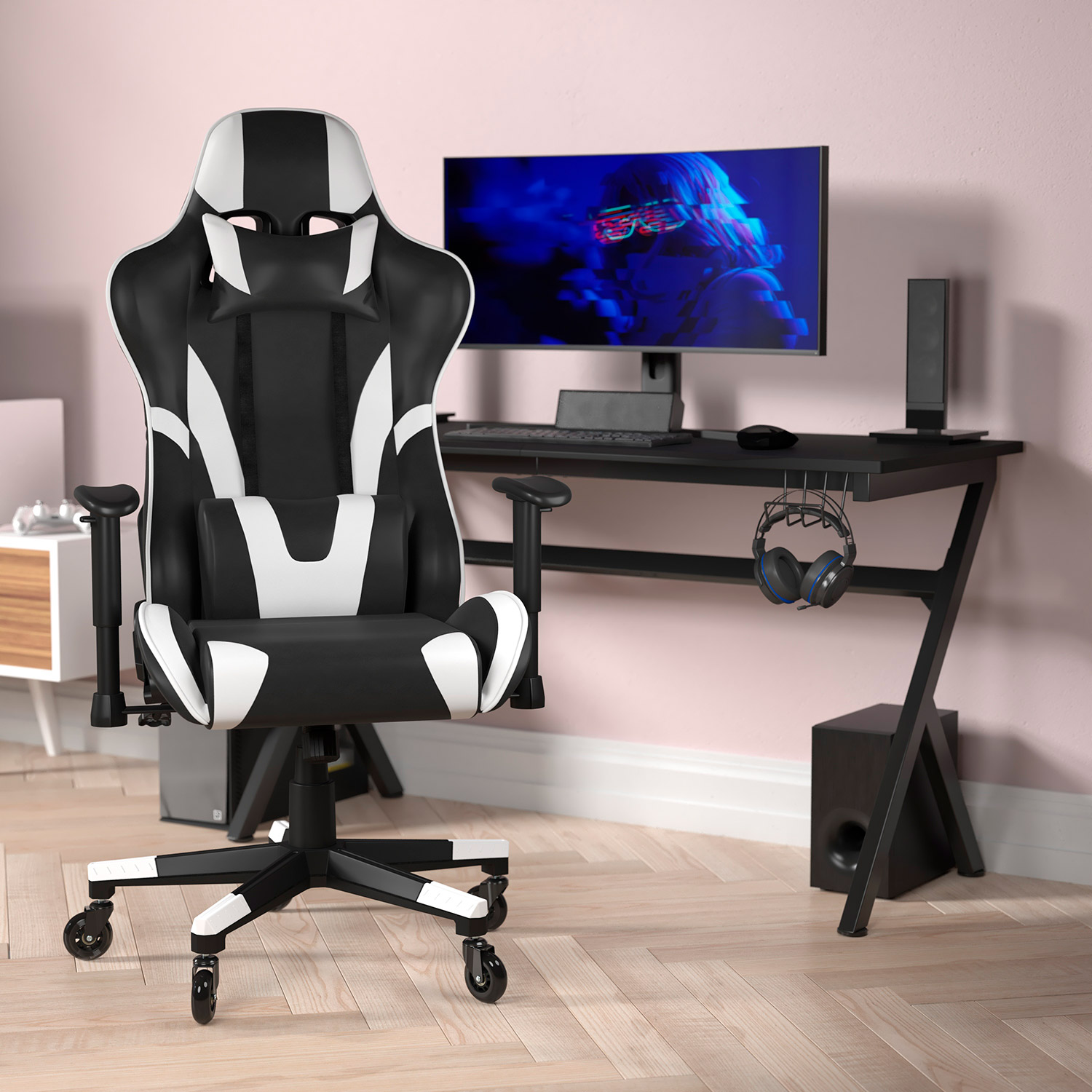 BLNK X20 Gaming Racing Office Computer PC Adjustable Chair with Reclining Back and Transparent Roller Wheels