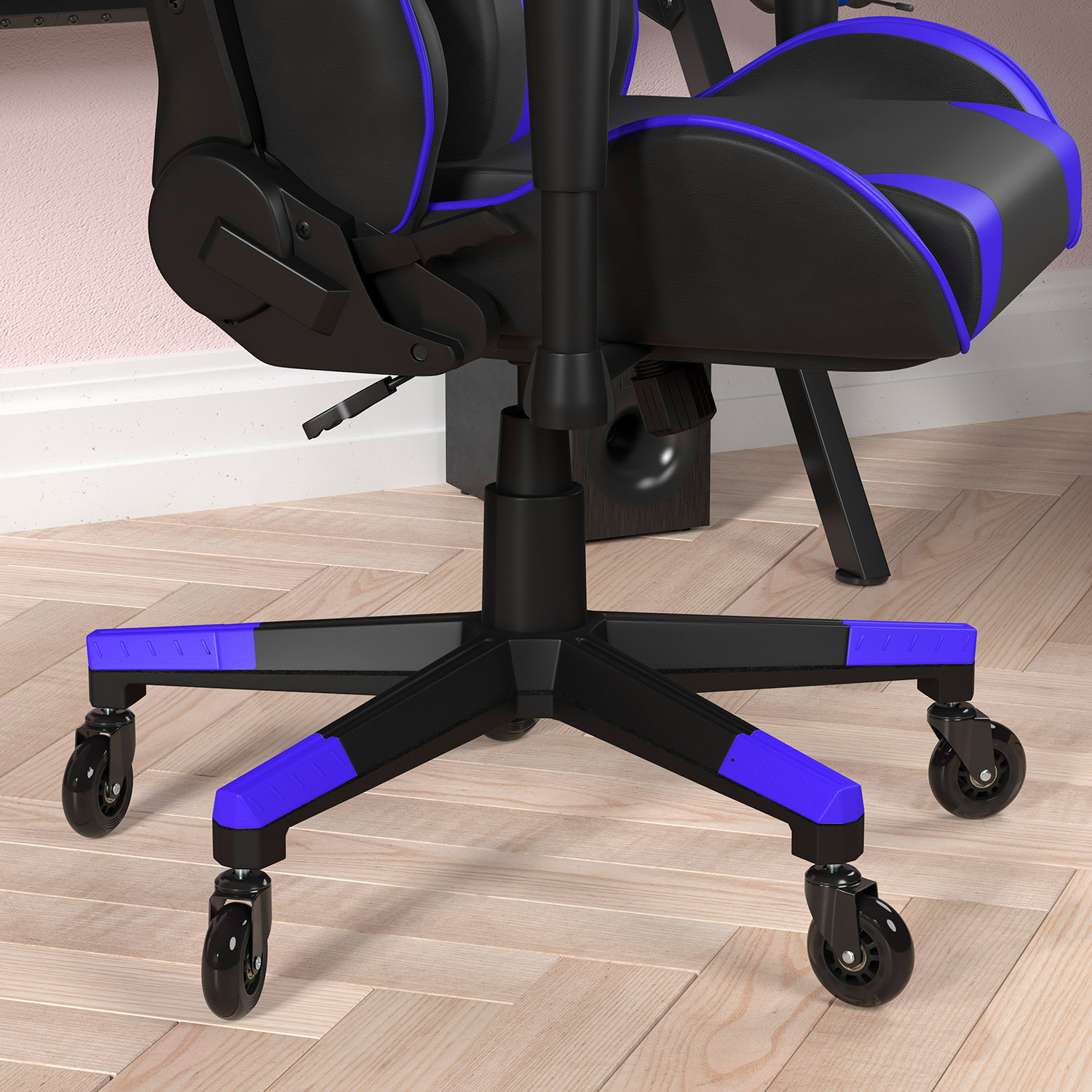 BLNK X20 Gaming Racing Office Computer PC Adjustable Chair with Reclining Back and Transparent Roller Wheels - Blue