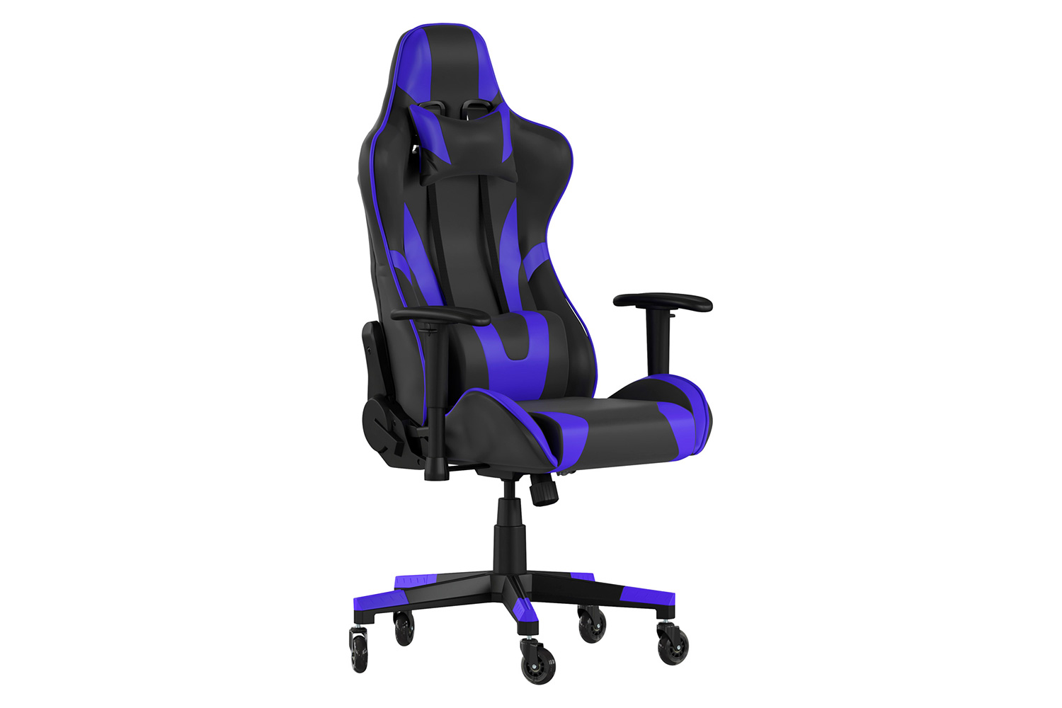 BLNK X20 Gaming Racing Office Computer PC Adjustable Chair with Reclining Back and Transparent Roller Wheels - Blue