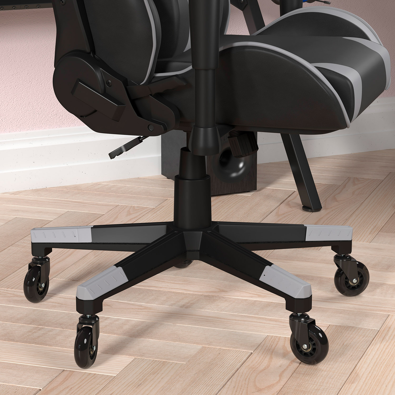 BLNK X20 Gaming Racing Office Computer PC Adjustable Chair with Reclining Back and Transparent Roller Wheels - Gray