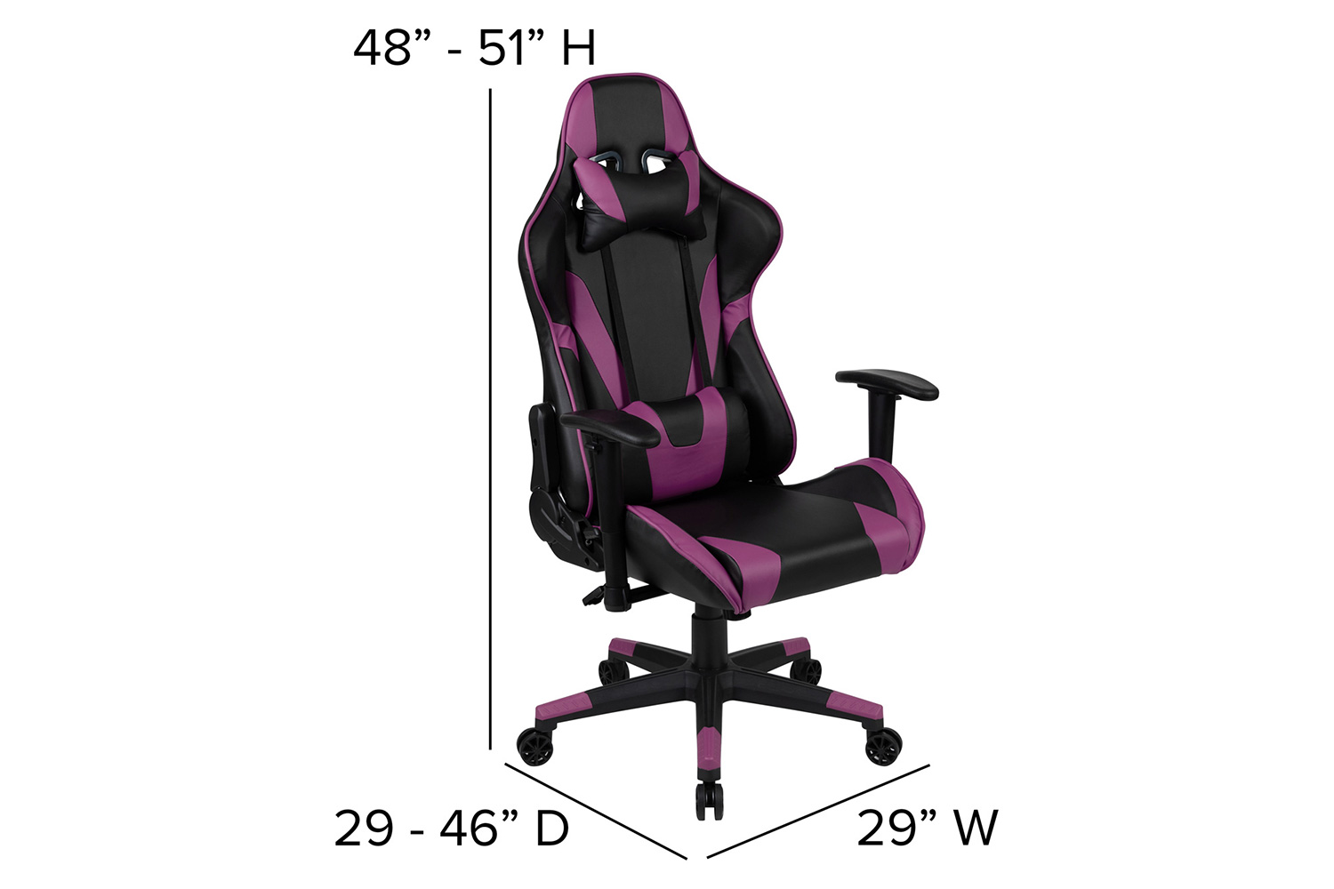 BLNK X20 Gaming Racing Office Ergonomic Computer PC Adjustable Swivel Chair with Fully Reclining Back - Purple