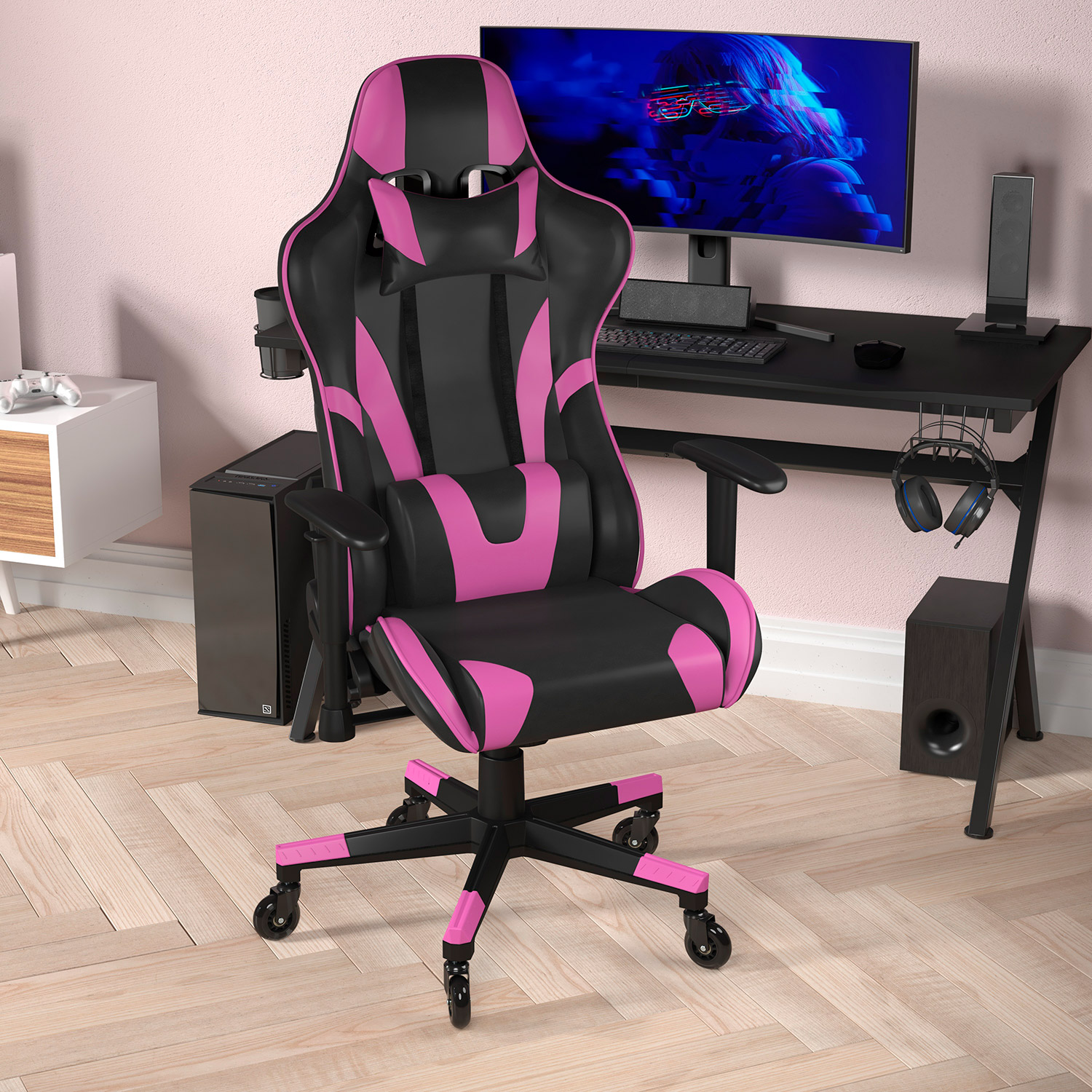 BLNK X20 Gaming Racing Office Computer PC Adjustable Chair with Reclining Back and Transparent Roller Wheels