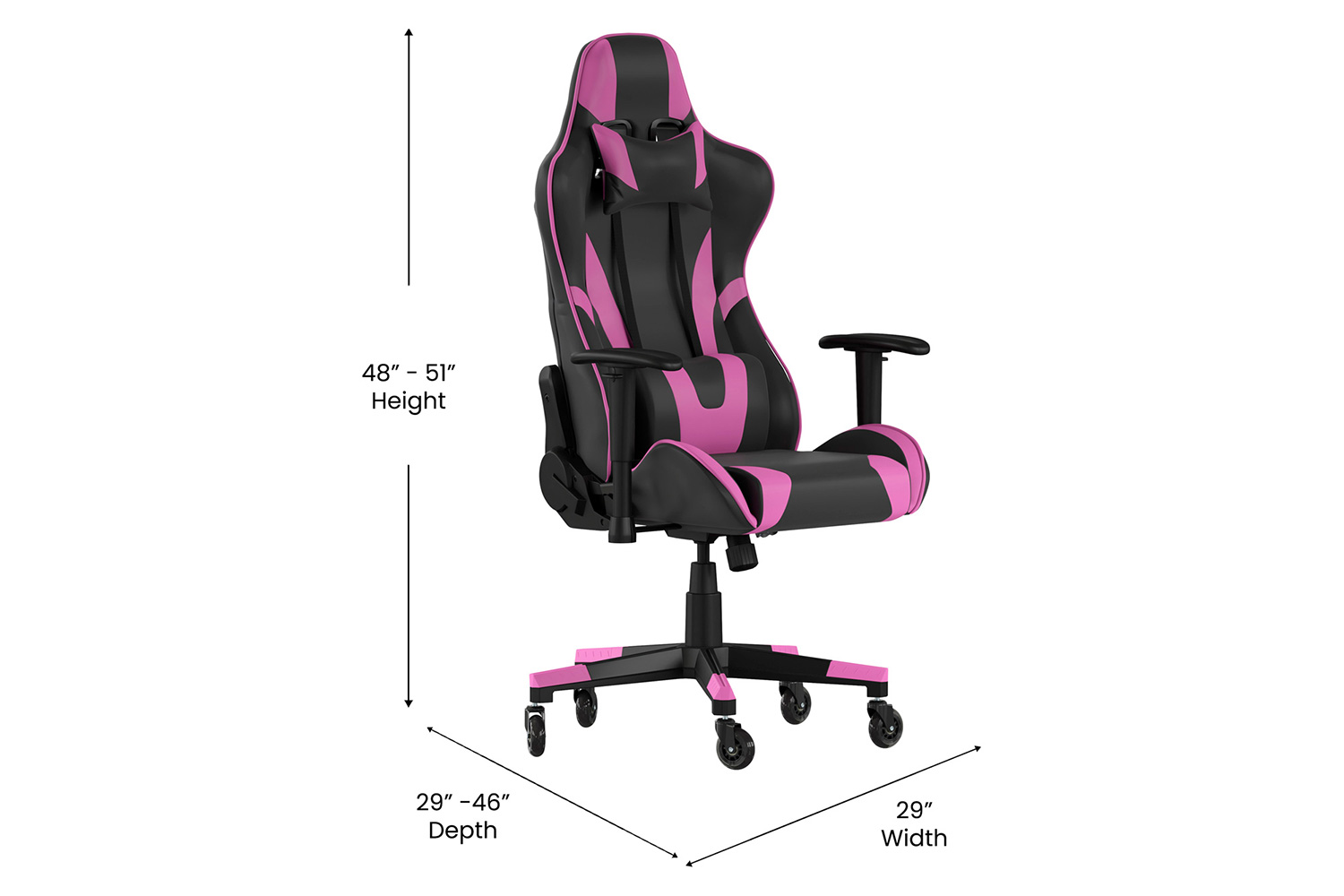 BLNK X20 Gaming Racing Office Computer PC Adjustable Chair with Reclining Back and Transparent Roller Wheels - Purple