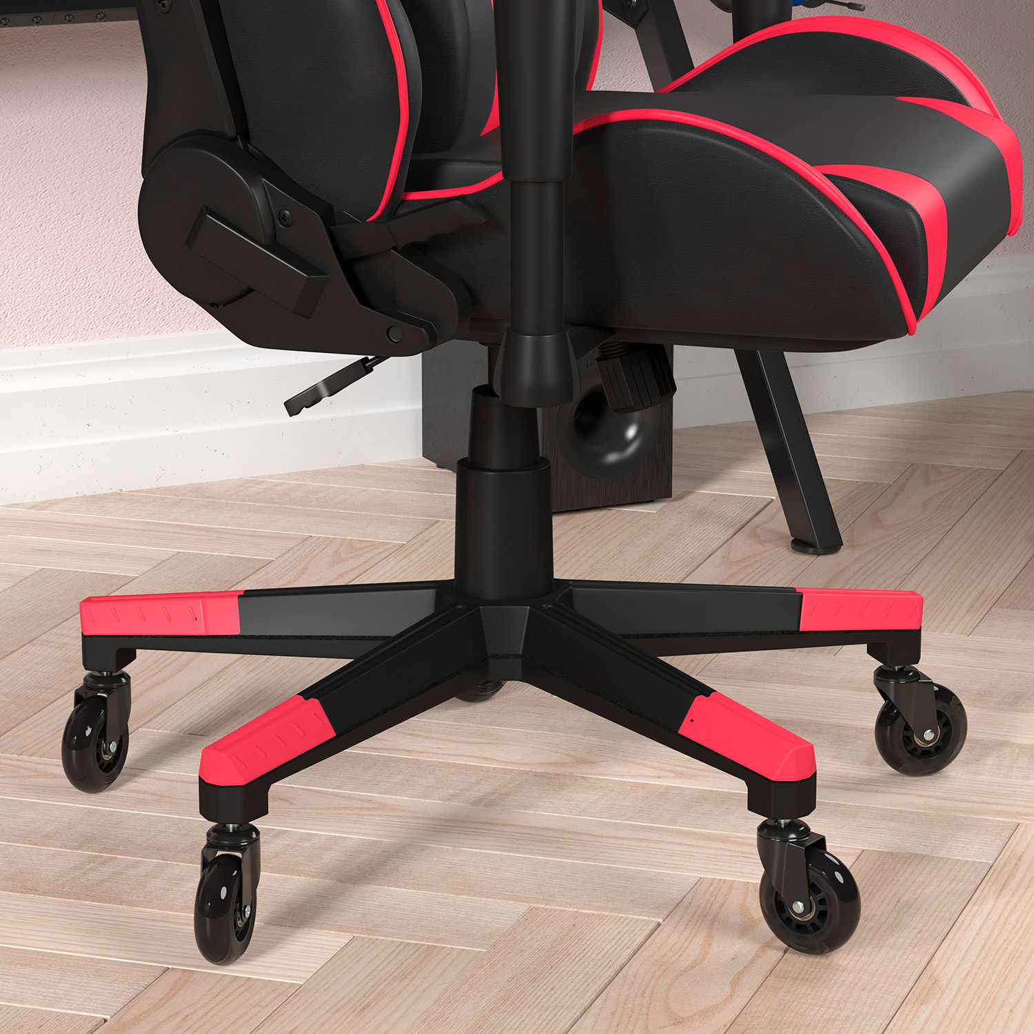 BLNK X20 Gaming Racing Office Computer PC Adjustable Chair with Reclining Back and Transparent Roller Wheels - Red