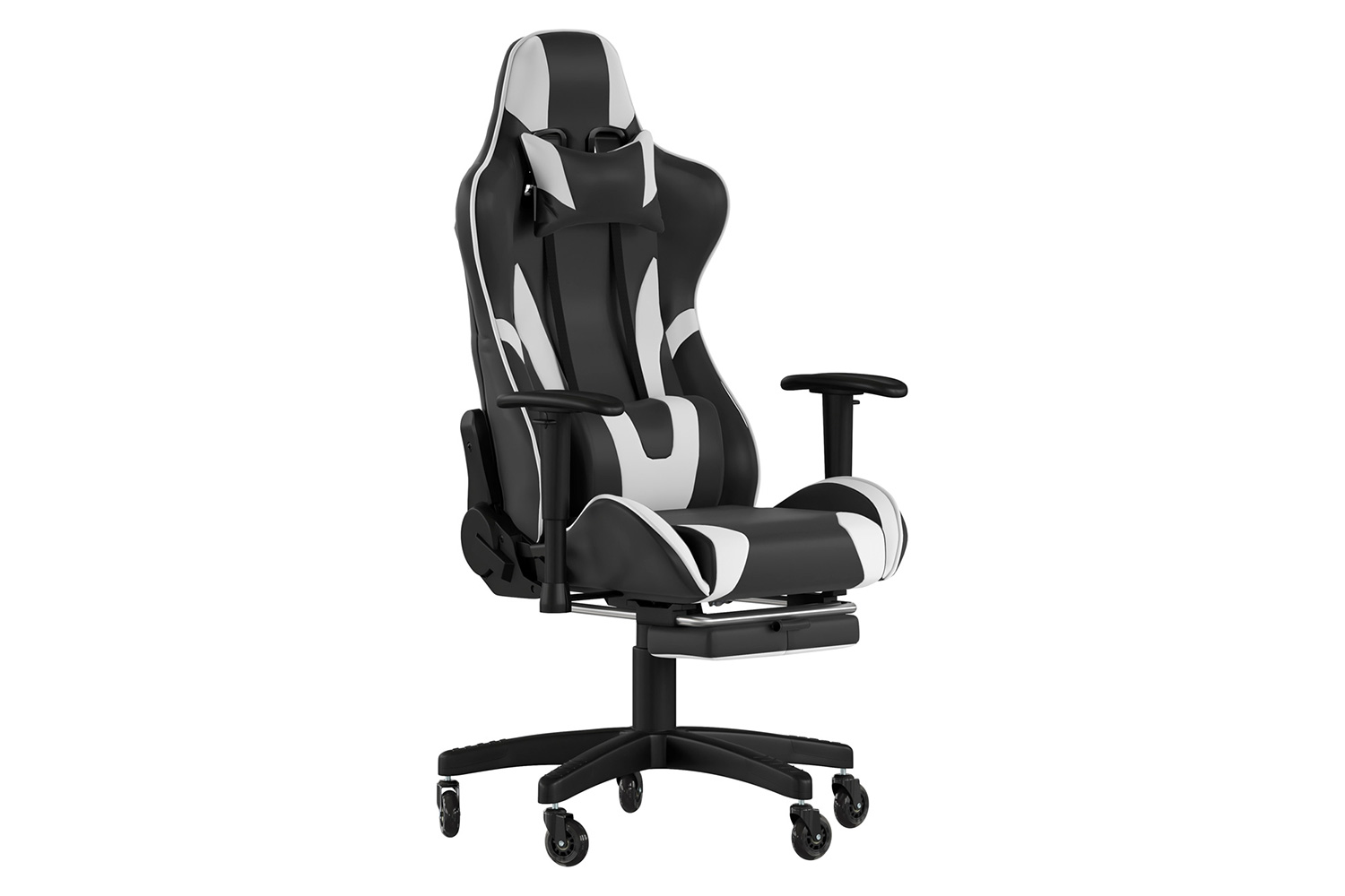 BLNK X30 Gaming Racing Computer Chair with Reclining Back, Slide-Out Footrest, and Transparent Roller Wheels - Black