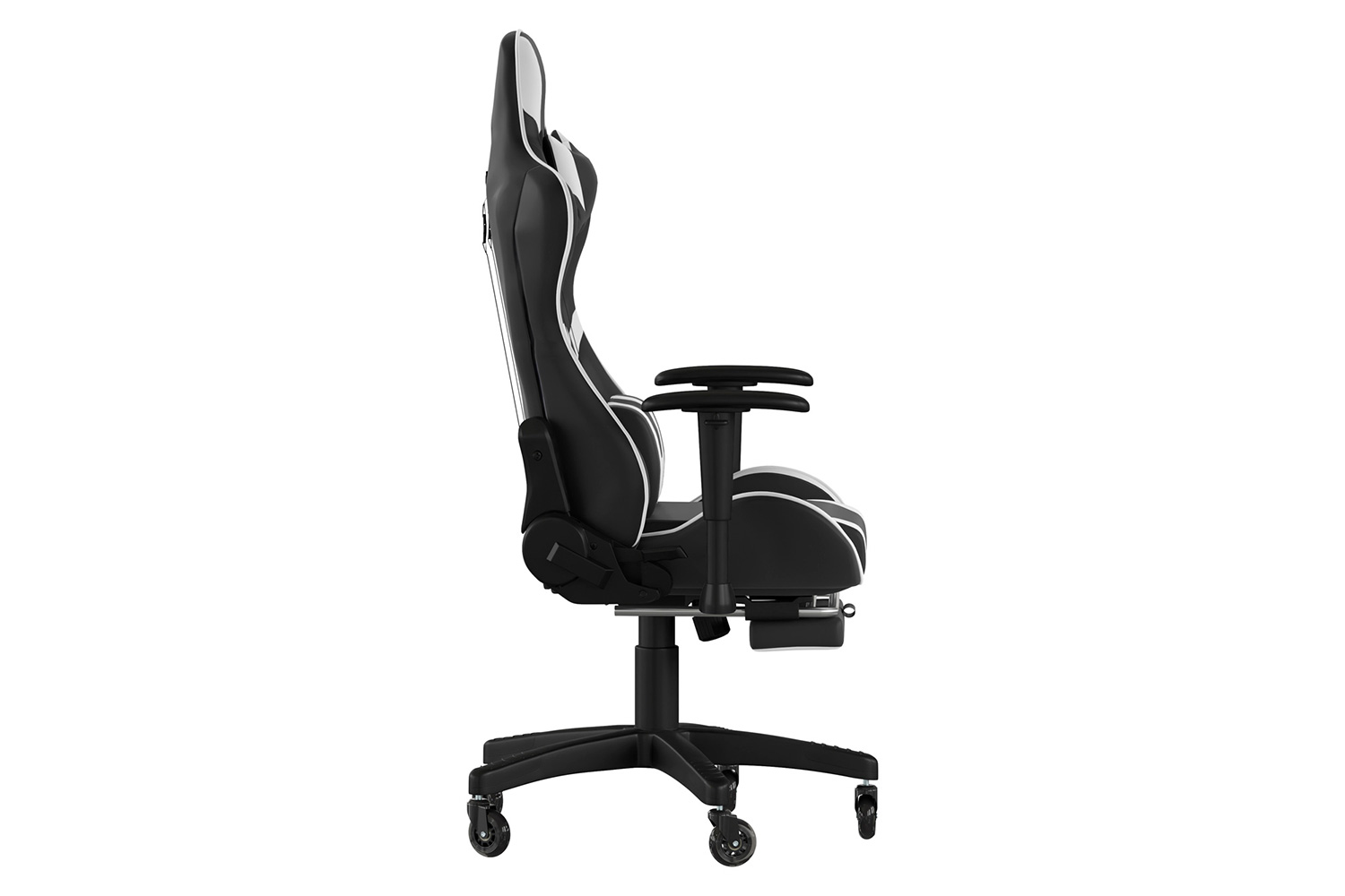 BLNK X30 Gaming Racing Computer Chair with Reclining Back, Slide-Out Footrest, and Transparent Roller Wheels - Black