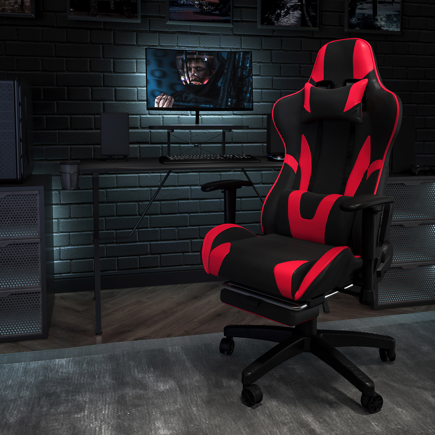 BLNK X30 Gaming Racing Office Ergonomic Computer Chair with Fully Reclining Back and Slide-Out Footrest