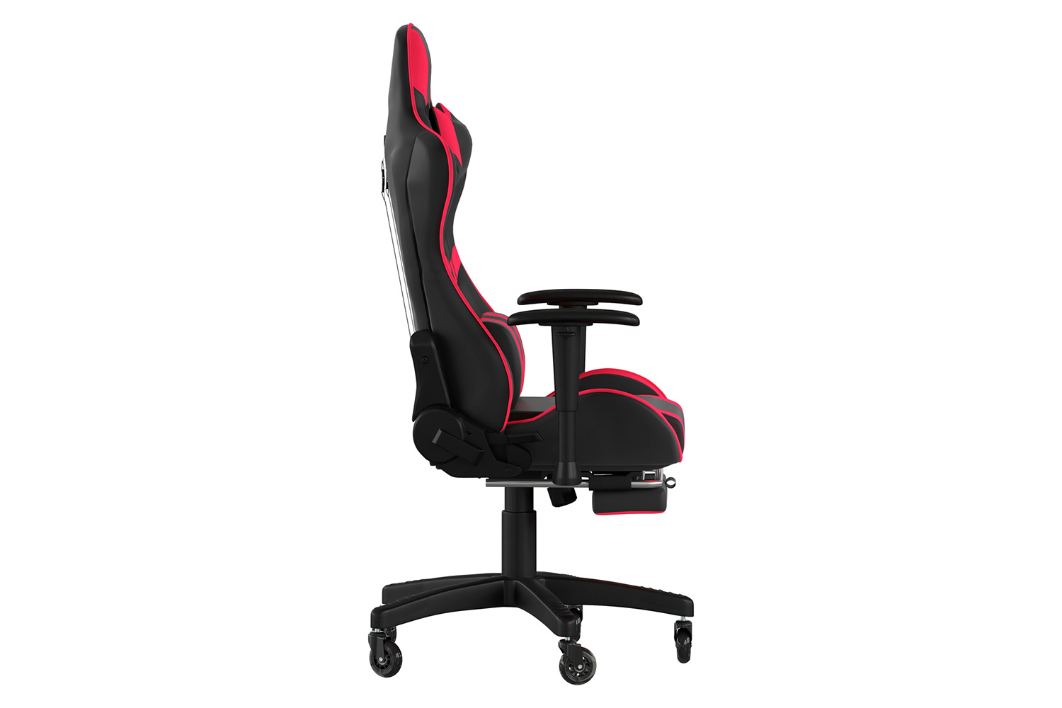 BLNK X30 Gaming Racing Computer Chair with Reclining Back, Slide-Out Footrest, and Transparent Roller Wheels - Red