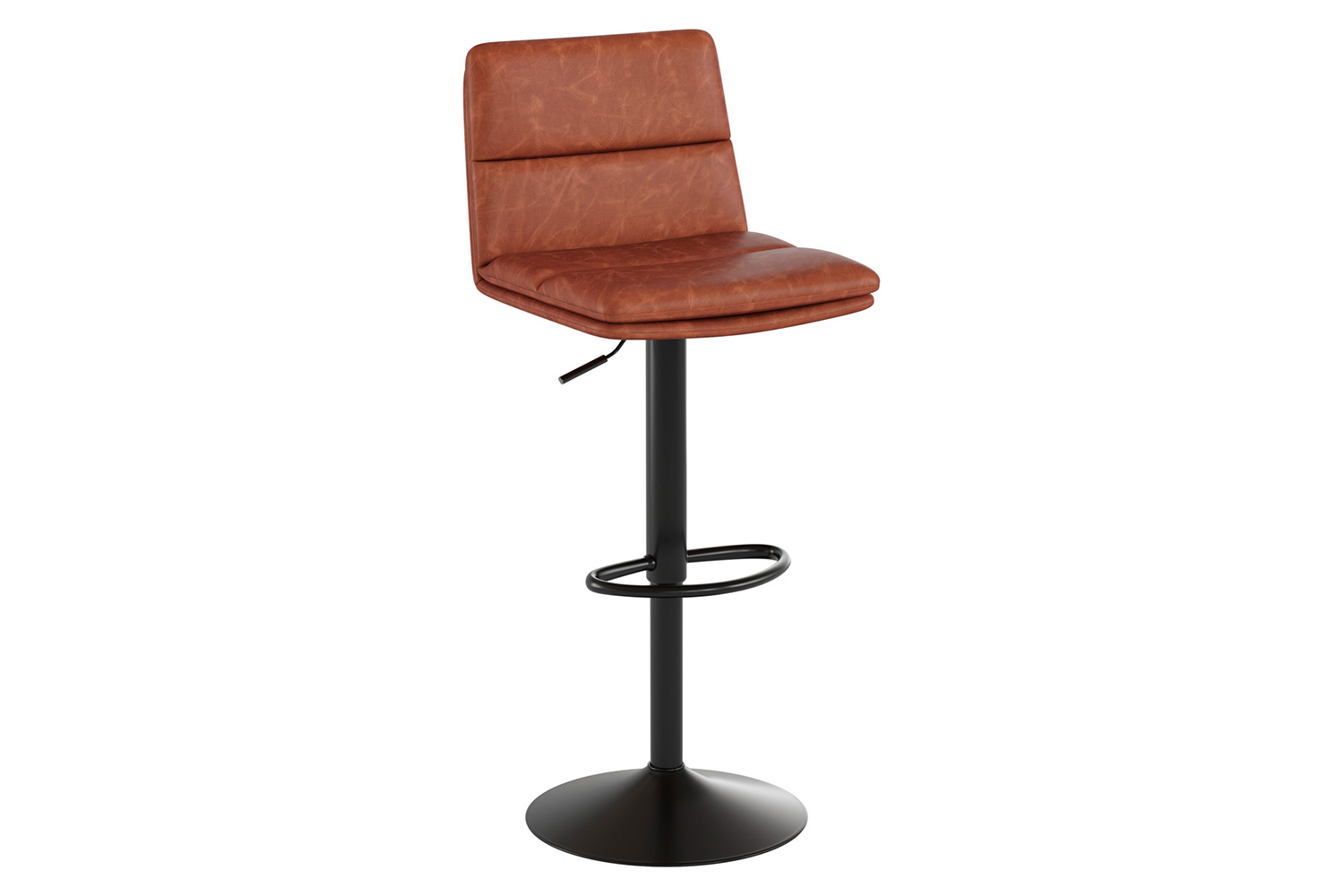 BLNK Hughes Commercial LeatherSoft Modern Mid-Back Adjustable Channel Stitched Bar Stools Set of 2 - Cognac