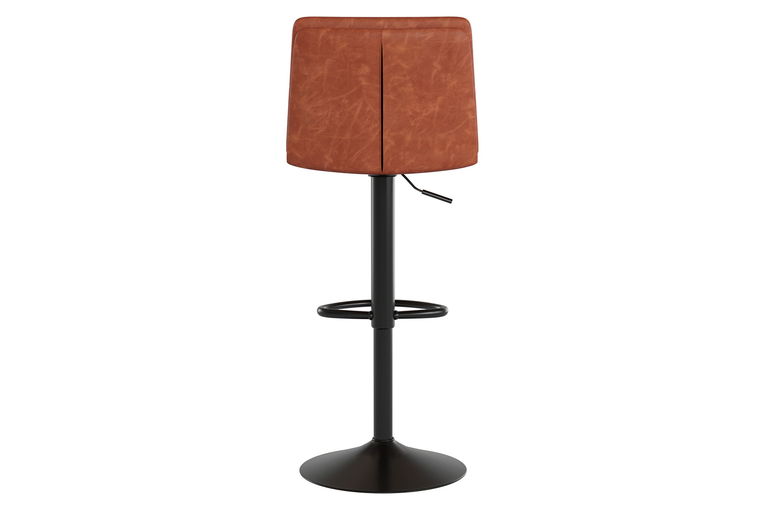 BLNK Hughes Commercial LeatherSoft Modern Mid-Back Adjustable Channel Stitched Bar Stools Set of 2 - Cognac