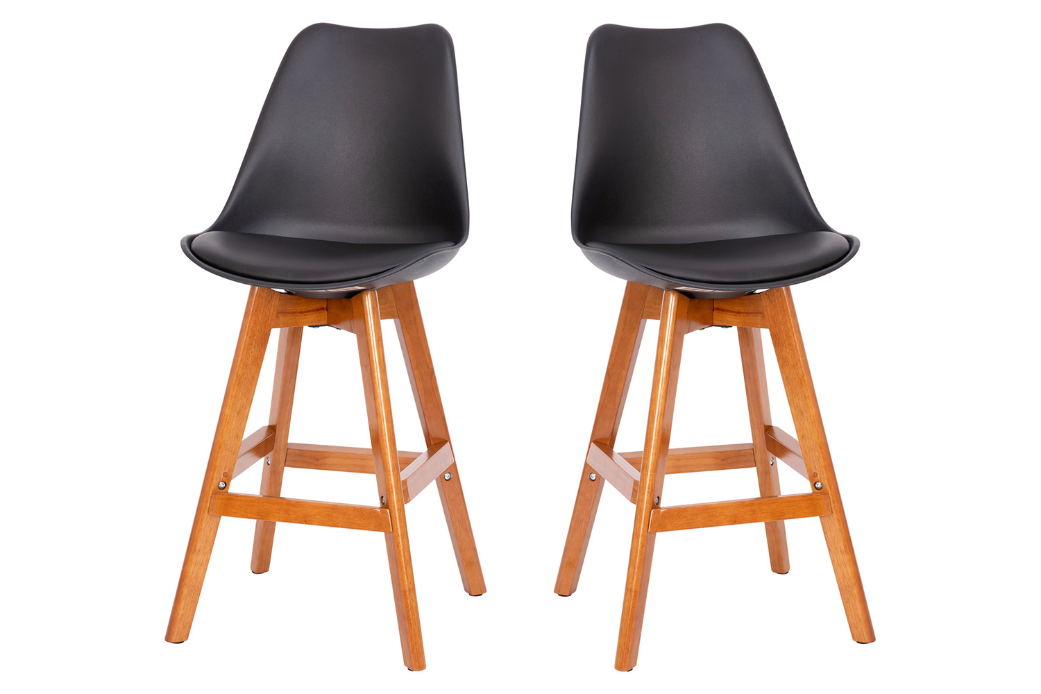 BLNK™ Dana Commercial LeatherSoft Modern Counter Stools with Plastic Backrest and Padded Seat Set of 2 - Black