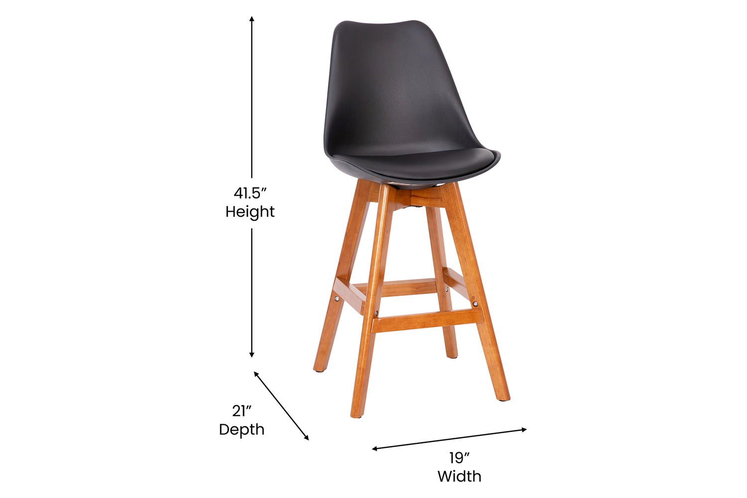 BLNK™ Dana Commercial LeatherSoft Modern Counter Stools with Plastic Backrest and Padded Seat Set of 2 - Black