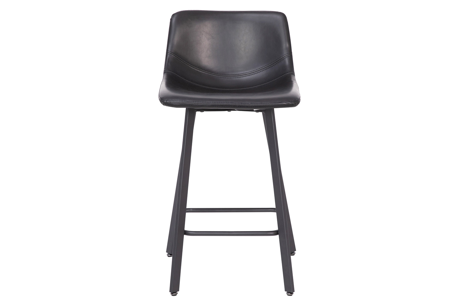 BLNK Caleb Commercial LeatherSoft Armless Counter Height Stools with Footrests with Black Matte Metal Frames Set of 2 - Black