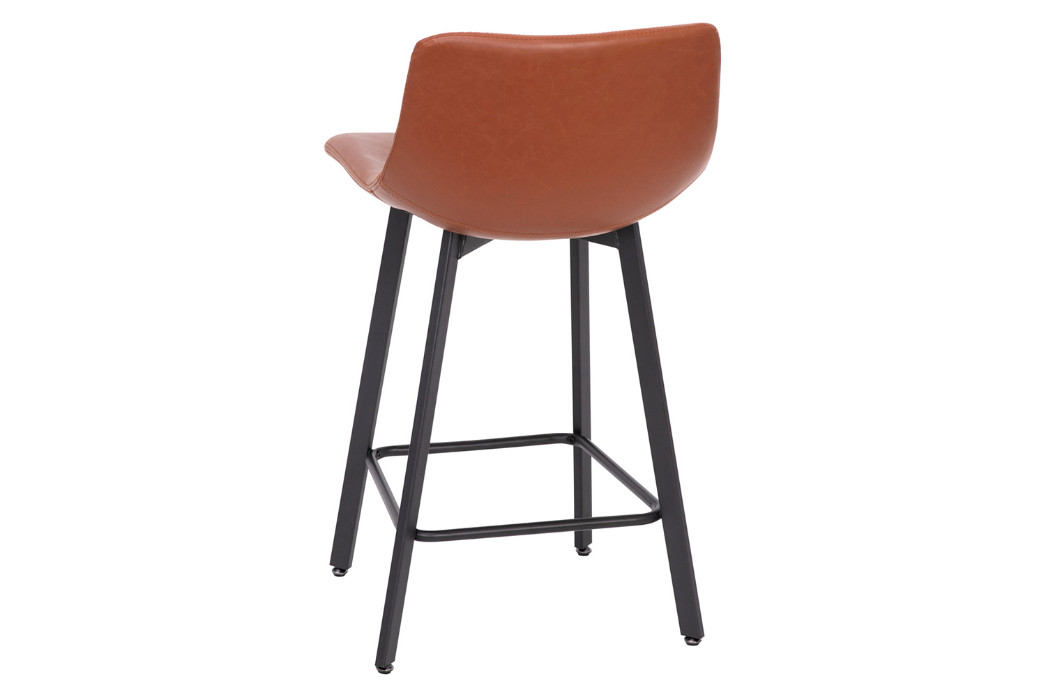 BLNK Caleb Commercial LeatherSoft Armless Counter Height Stools with Footrests with Black Matte Metal Frames Set of 2 - Cognac