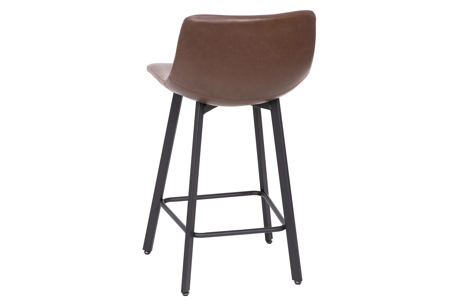 BLNK Caleb Commercial LeatherSoft Armless Counter Height Stools with Footrests with Black Matte Metal Frames Set of 2 - Chocolate Brown