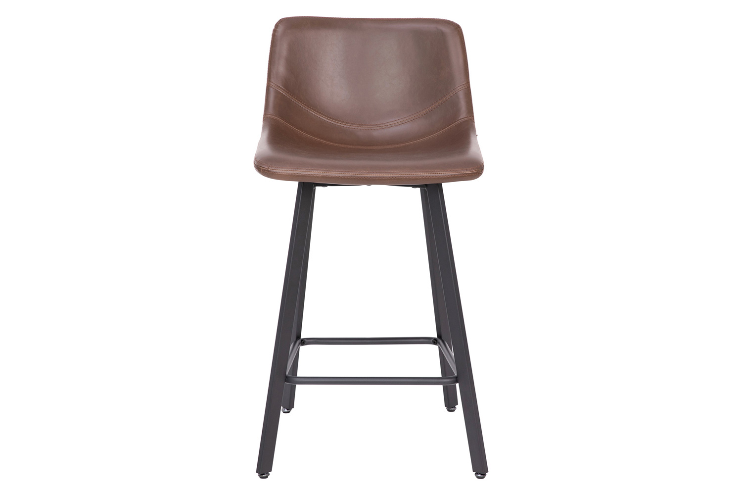 BLNK Caleb Commercial LeatherSoft Armless Counter Height Stools with Footrests with Black Matte Metal Frames Set of 2 - Chocolate Brown