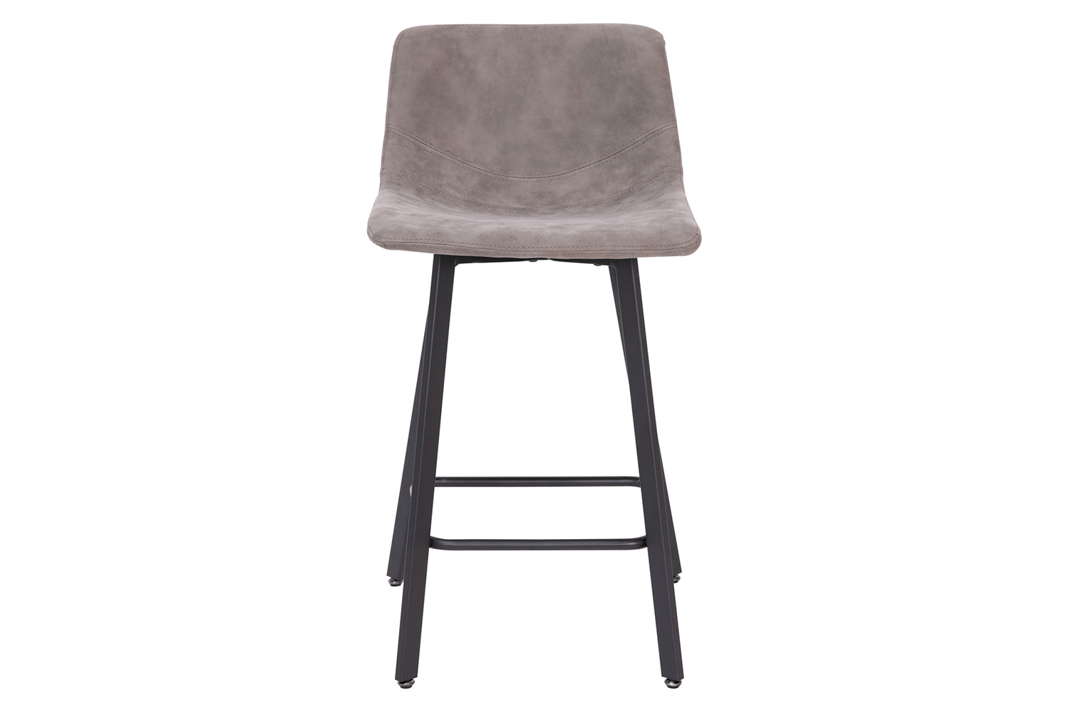 BLNK Caleb Commercial LeatherSoft Armless Counter Height Stools with Footrests with Black Matte Metal Frames Set of 2 - Gray