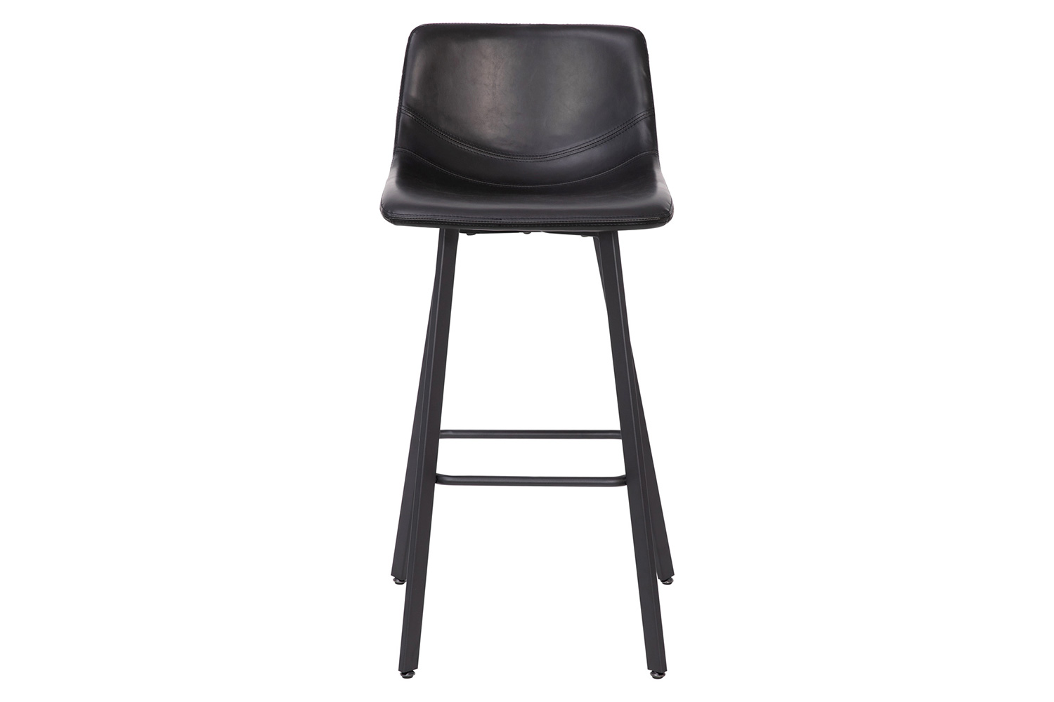 BLNK Caleb LeatherSoft Armless Bar Height Commercial Grade Bar Stools with Footrests and Black Matte Iron Frames Set of 2 - Black