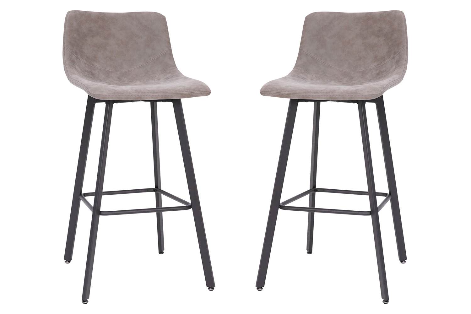 BLNK Caleb LeatherSoft Armless Bar Height Commercial Grade Bar Stools with Footrests and Black Matte Iron Frames Set of 2 - Gray