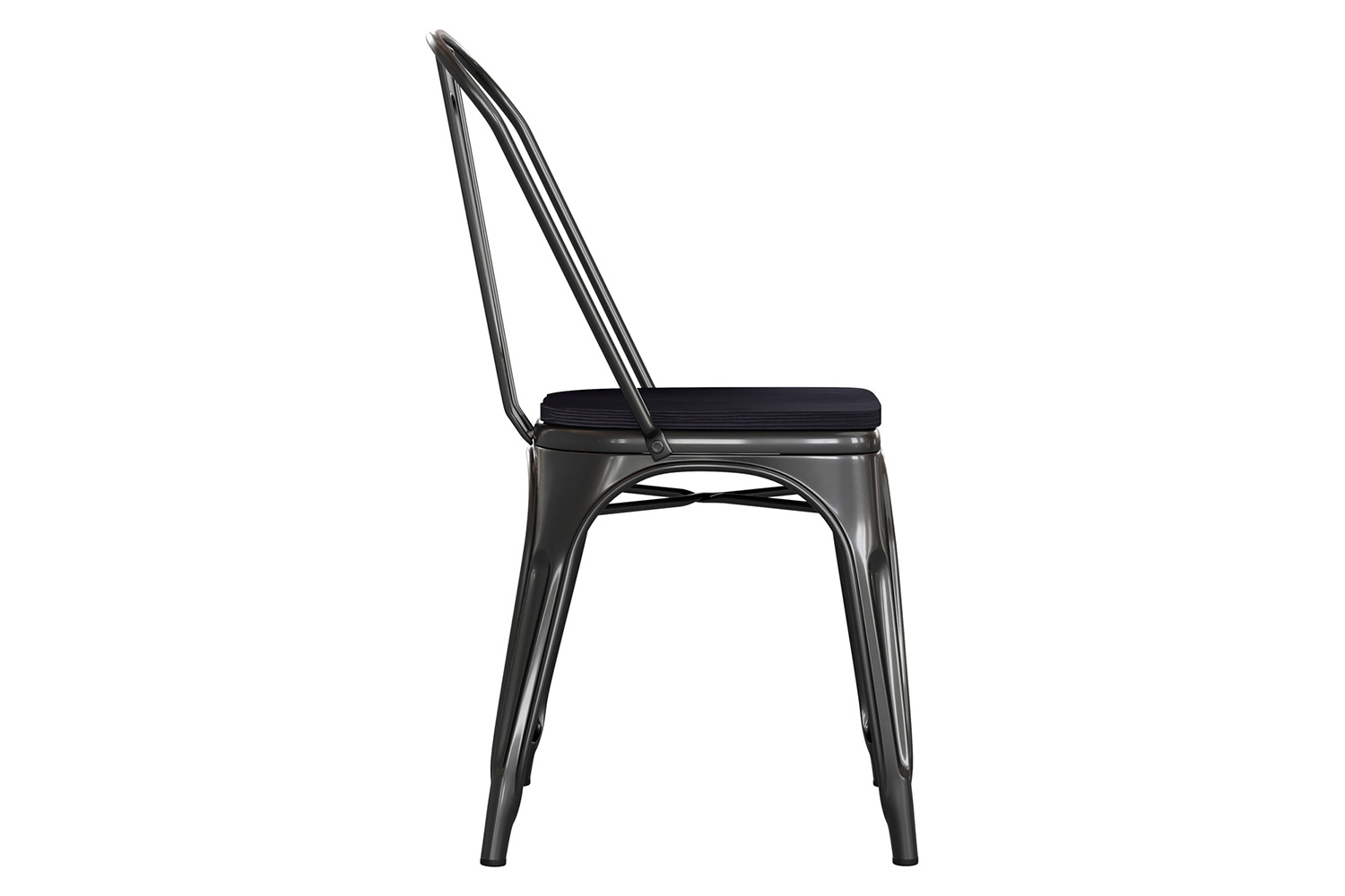 BLNK Perry Commercial Metal Indoor-Outdoor Stackable Chair with Poly Resin Wood Seat - Black