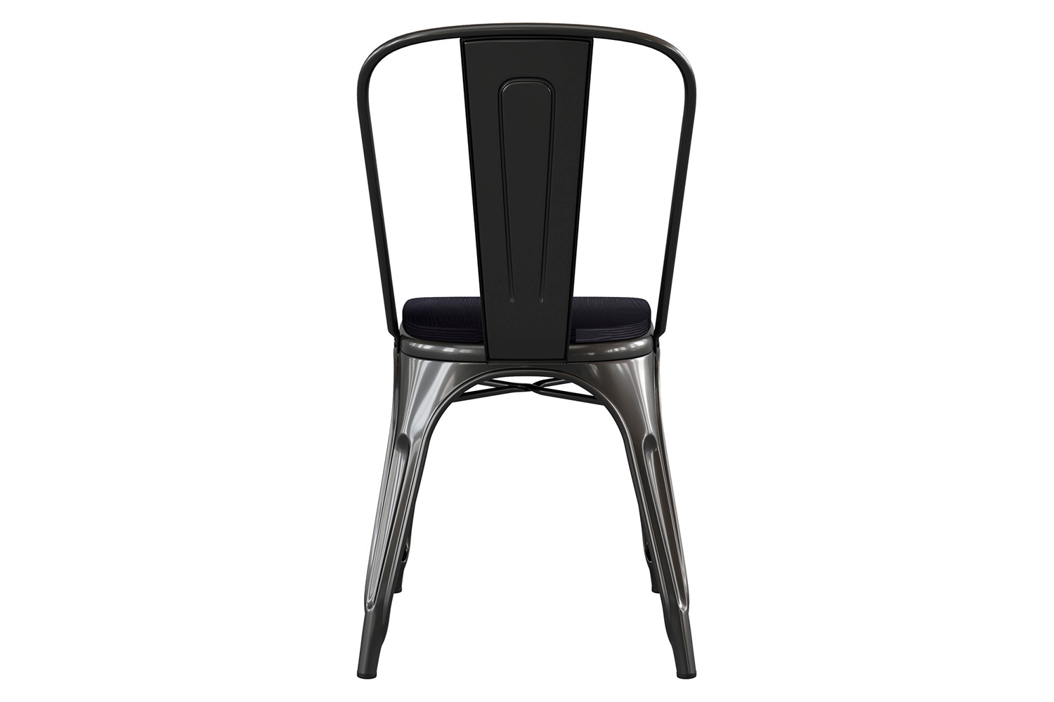 BLNK Perry Commercial Metal Indoor-Outdoor Stackable Chair with Poly Resin Wood Seat - Black