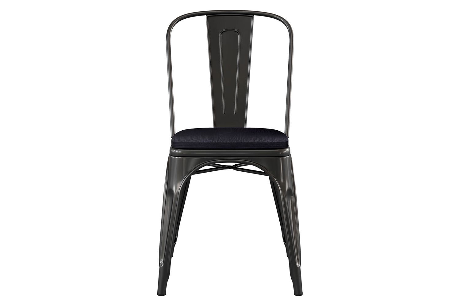 BLNK Perry Commercial Metal Indoor-Outdoor Stackable Chair with Poly Resin Wood Seat - Black