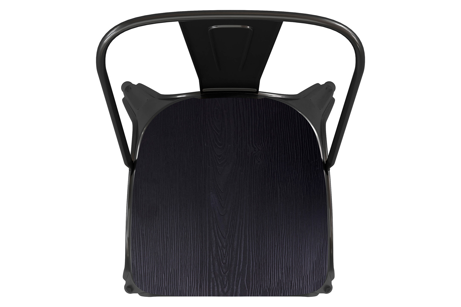 BLNK Perry Commercial Metal Indoor-Outdoor Stackable Chair with Poly Resin Wood Seat - Black