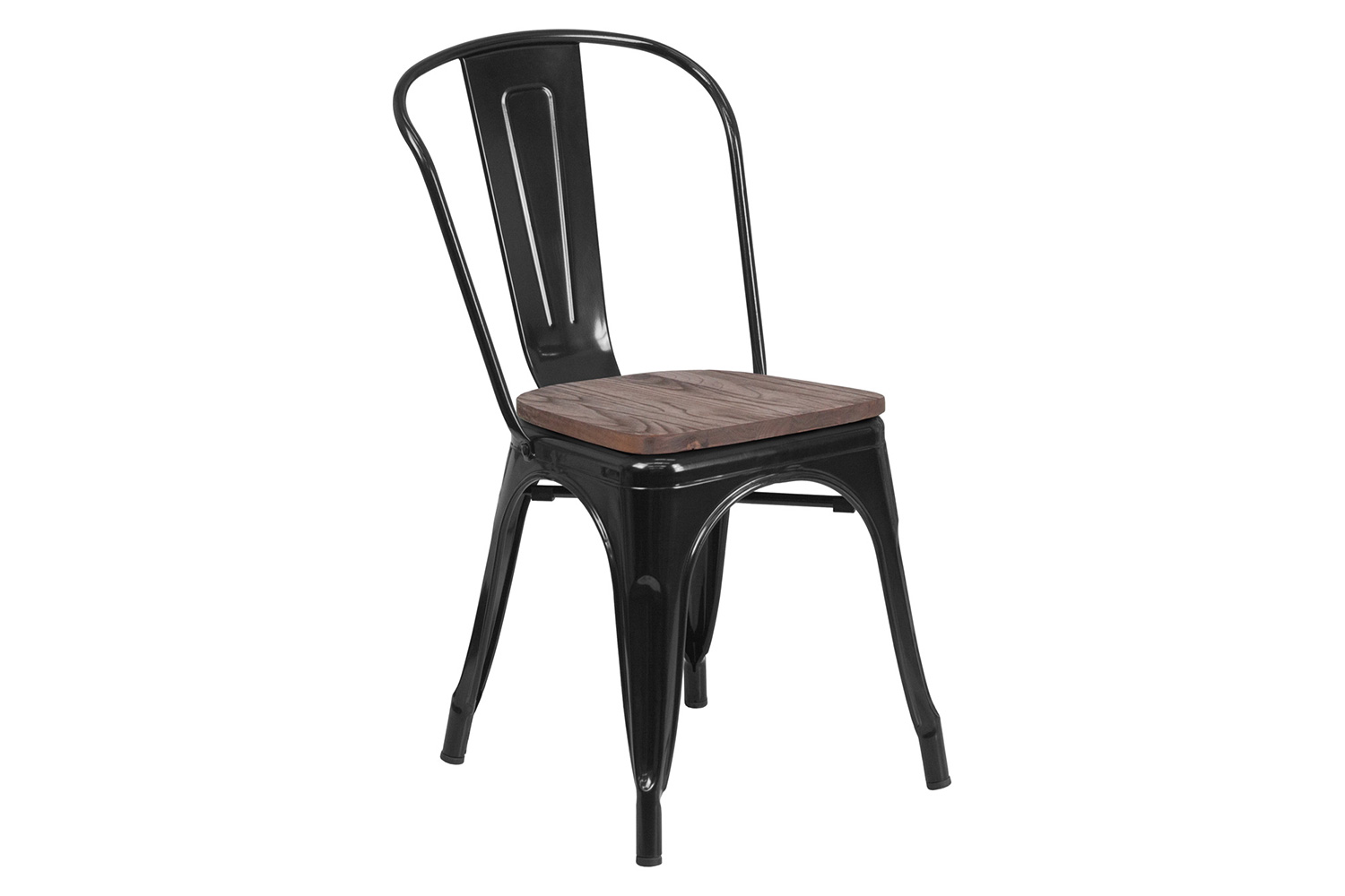 BLNK™ Perry Metal Stackable Chair with Wood Seat - Black