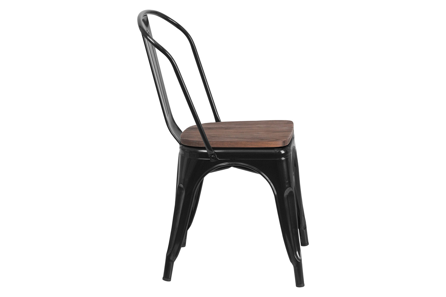 BLNK™ Perry Metal Stackable Chair with Wood Seat - Black