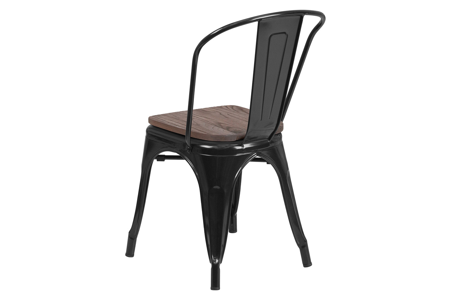 BLNK™ Perry Metal Stackable Chair with Wood Seat - Black