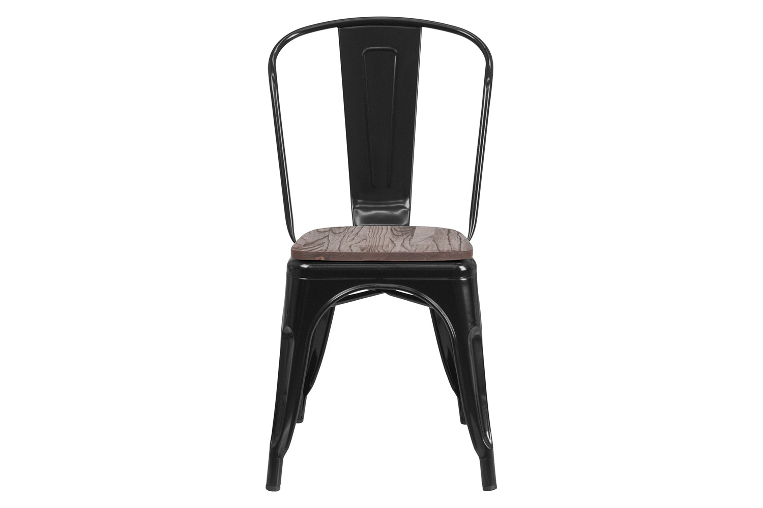 BLNK™ Perry Metal Stackable Chair with Wood Seat - Black