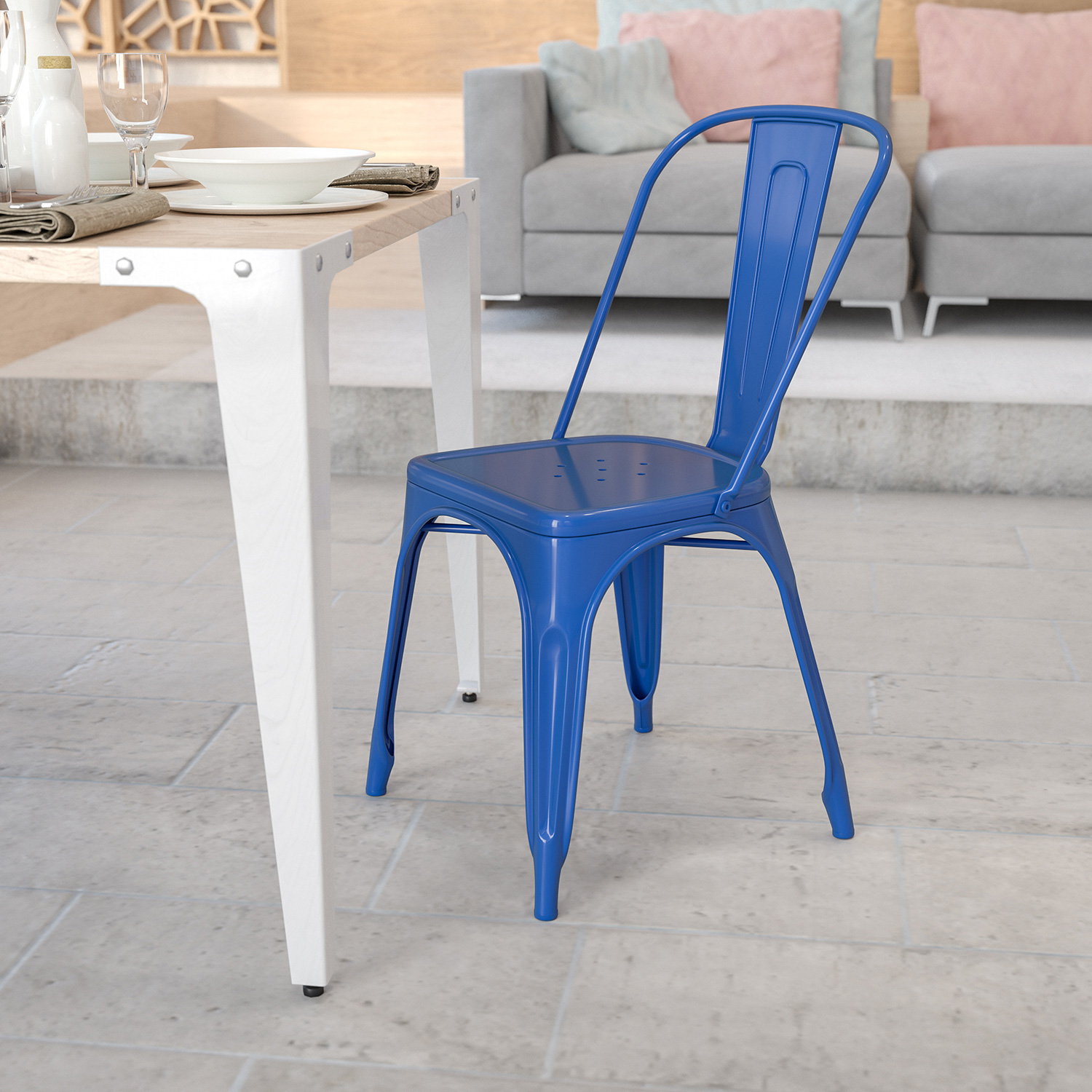 BLNK Perry Commercial Metal Indoor-Outdoor Stackable Chair