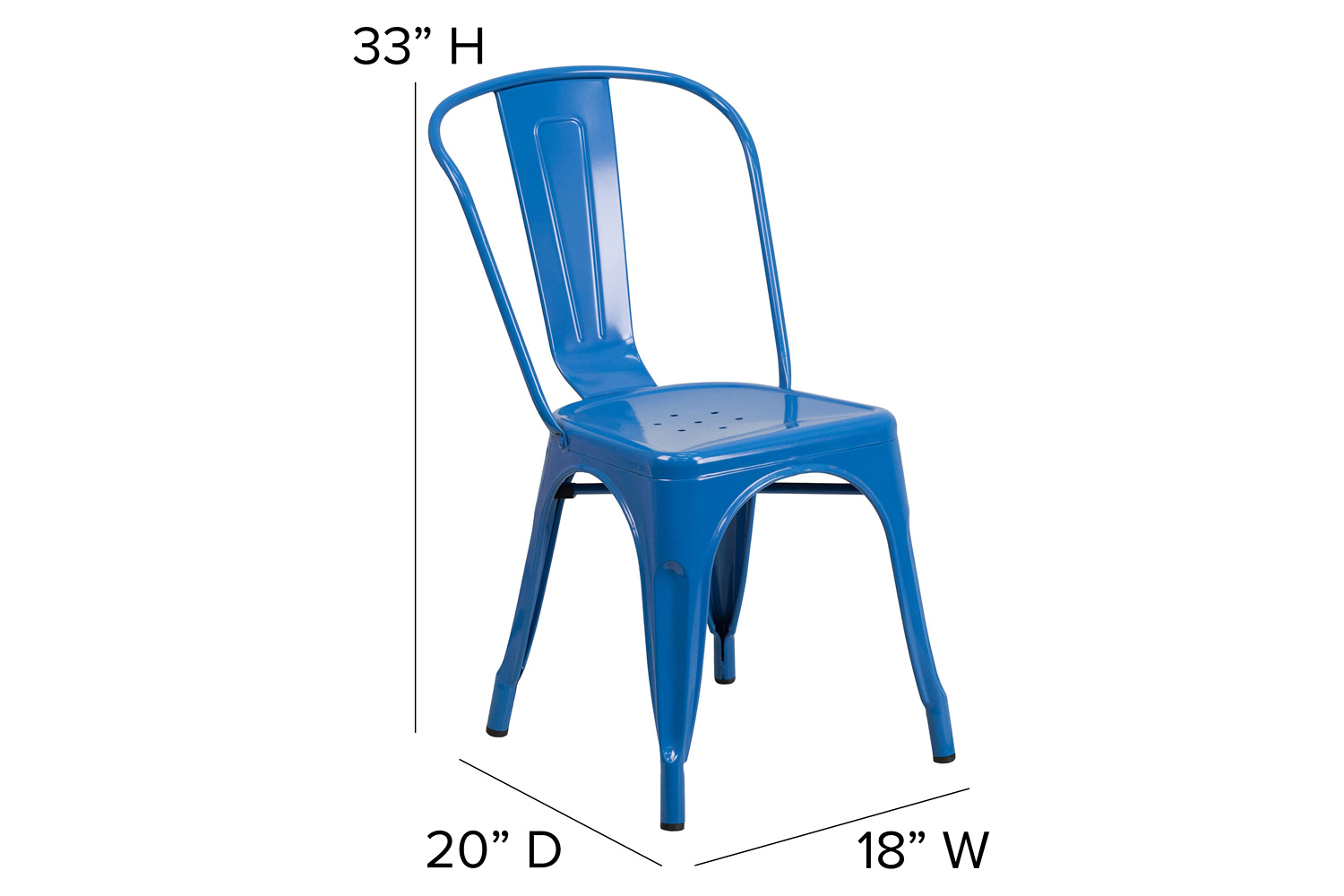 BLNK™ Perry Commercial Metal Indoor-Outdoor Stackable Chair - Blue