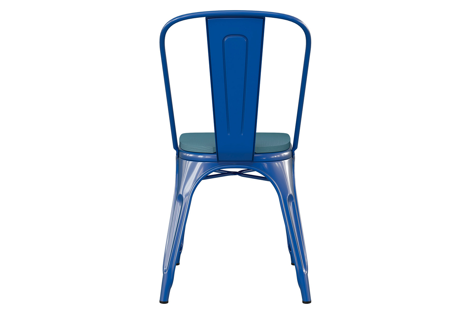 BLNK Perry Commercial Metal Indoor-Outdoor Stackable Chair with Poly Resin Wood Seat - Blue/Teal Blue